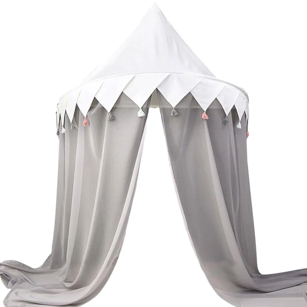Bed Canopy Princess Net Baby Toddler Bedroom Decor - Gray Small