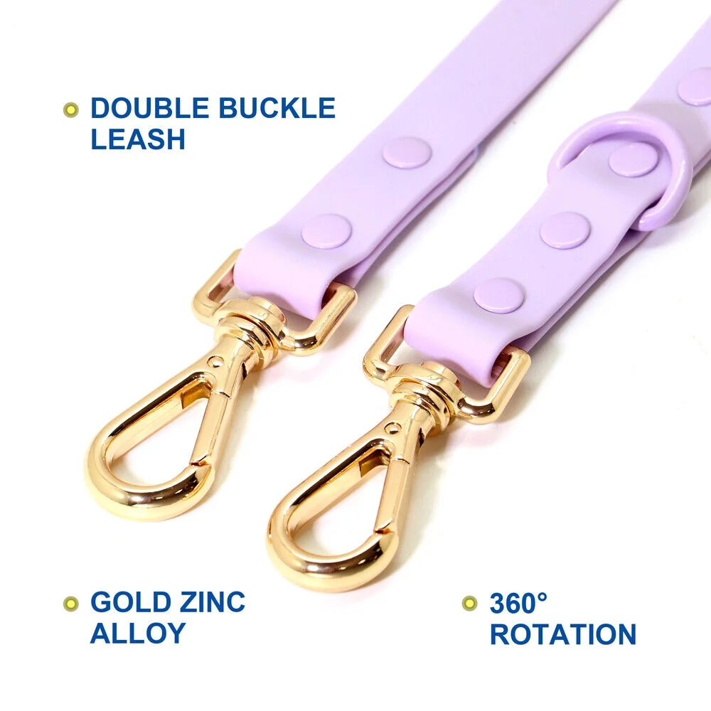 Waterproof PVC Dog Leash Soft Rubber Adjustable Pet Walking Lead with 2 Rings
