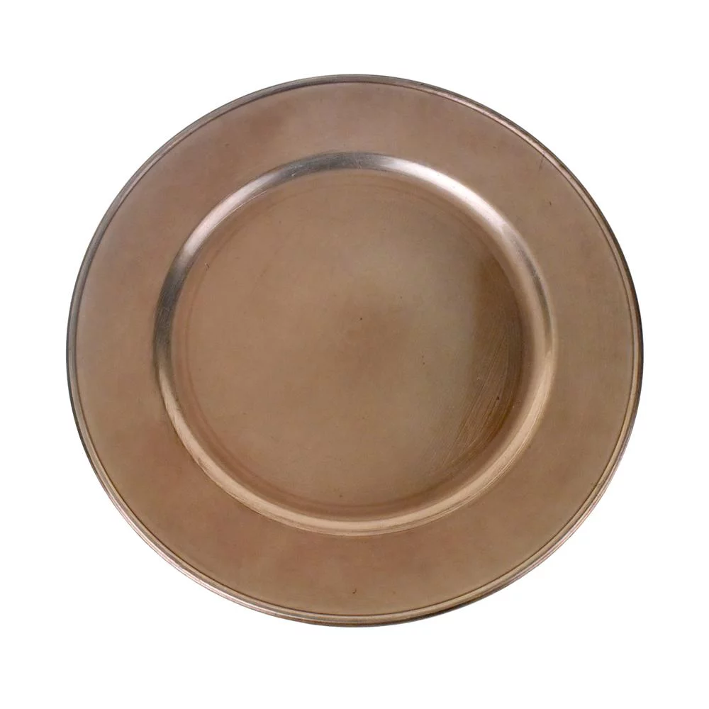 Plastic Round Charger Plate, Rose Gold, 13-Inch