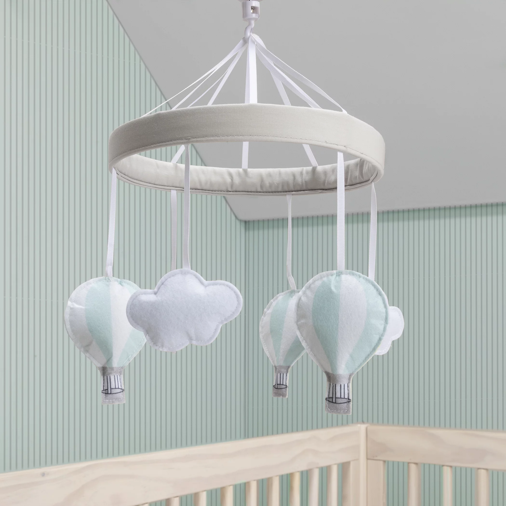 Sammy & Lou Unisex Hot Air Balloon Musical Crib Mobile, Balloon Cloud Character