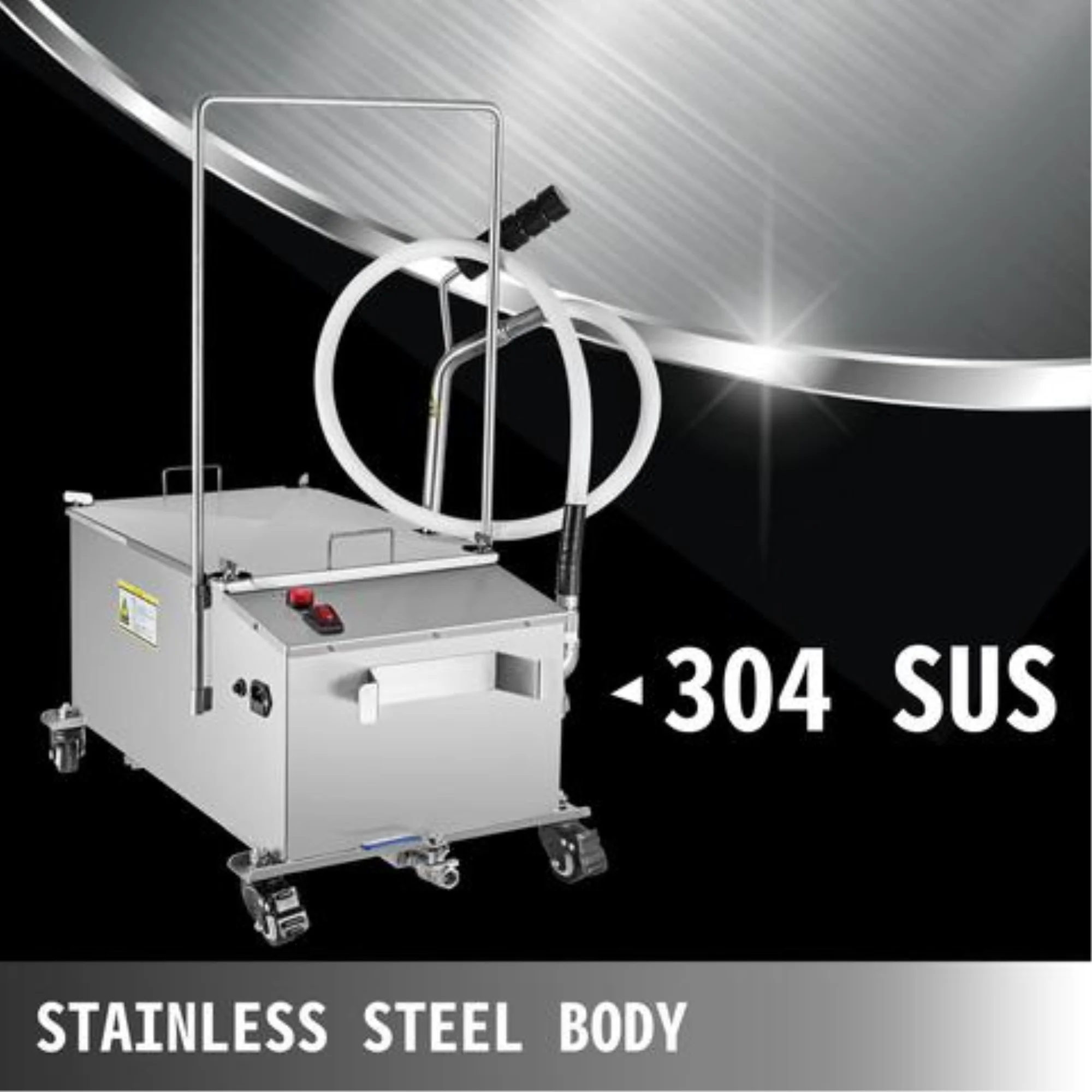 VEVOR 300W Mobile Fryer Filter 116LB Capacity Oil Filtration System 110V 60Hz Perfect for Supermarket Restaurant, 58L/15.32 Gallon