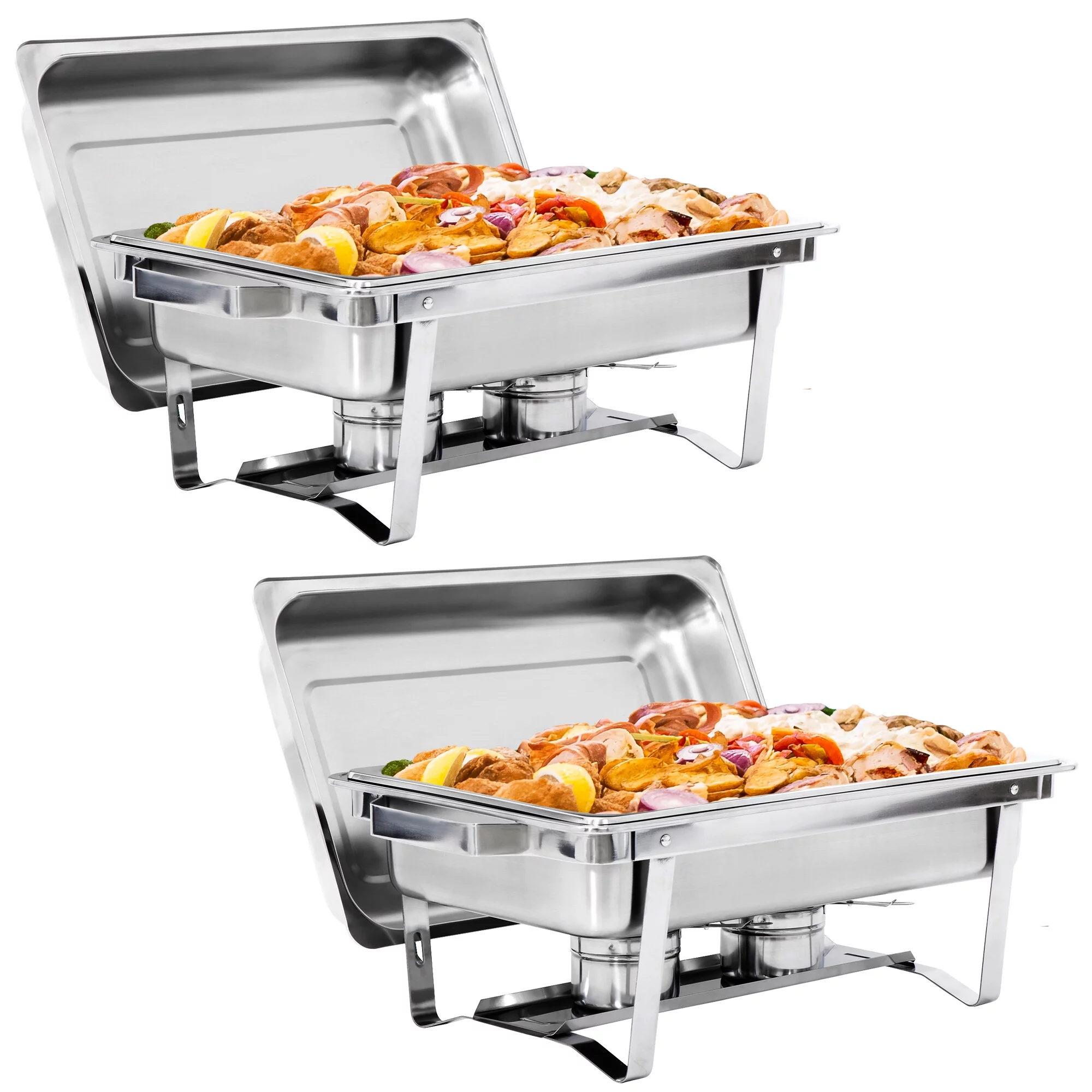 ZENSTYLE 4 Pack 8QT Chafing Dish High-Grade Stainless Steel Pans Catering Full Size Includes Food Pan, Water Pan and Fuel Holders