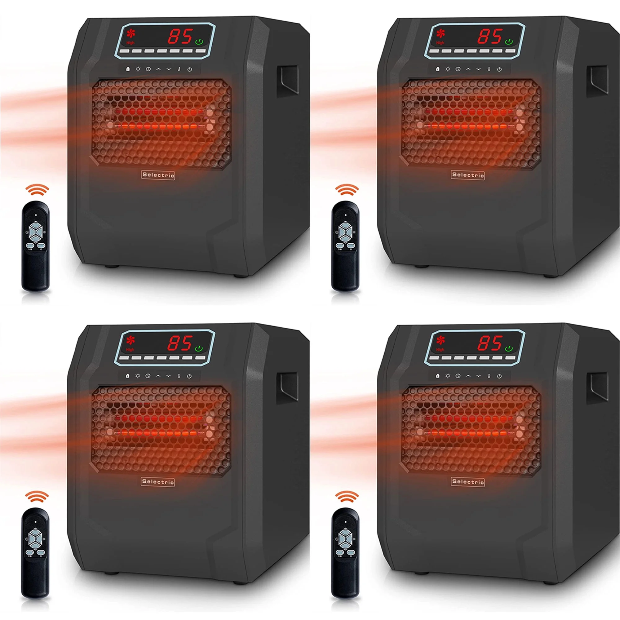 VOLTORB Electric Space Heater with Remote Control & Fan Only Mode (4 Pack)