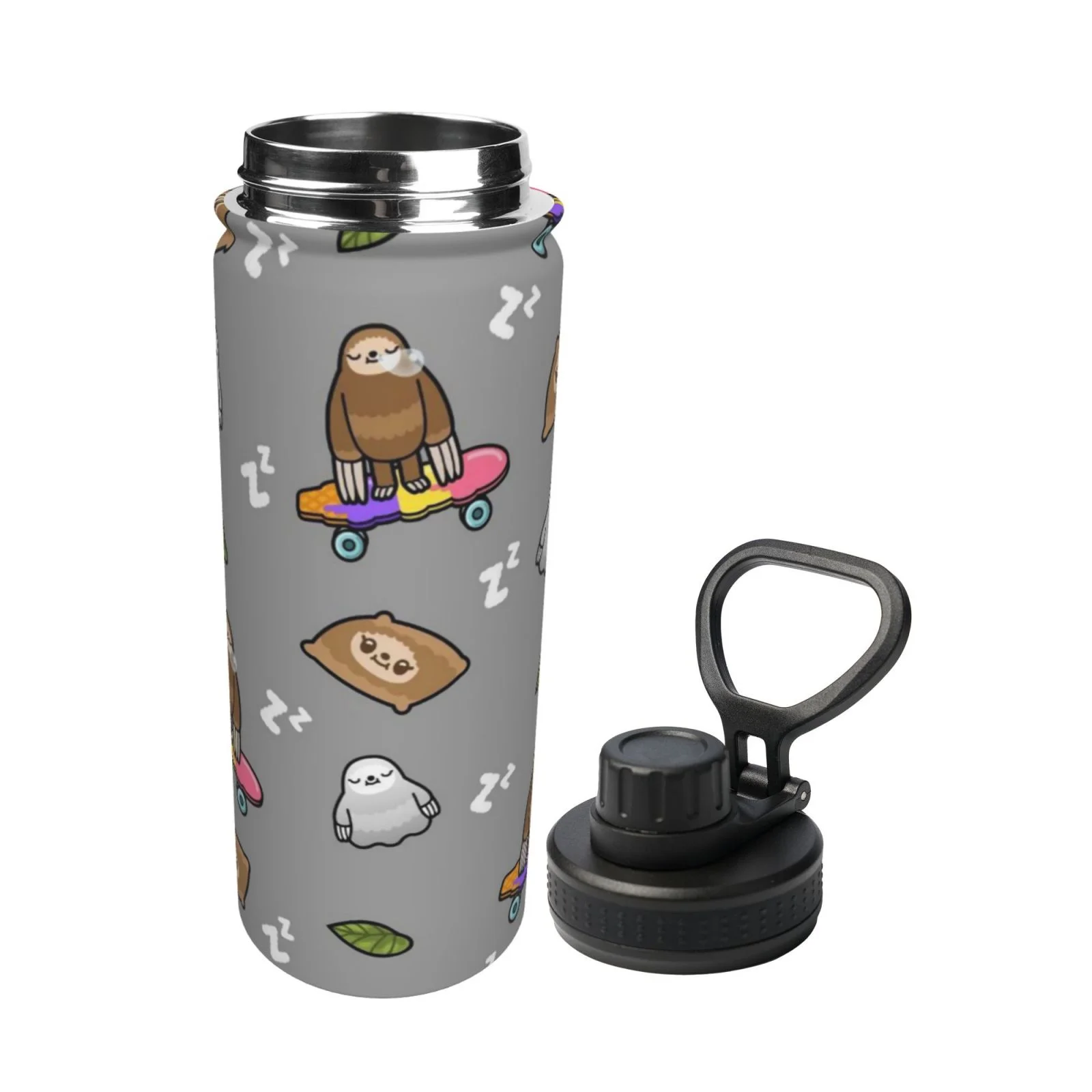 Toca Boca Sloth Sports Insulated Water Bottles Kettle Stainless Steel Portable Cup18OZ For Travel Gym School