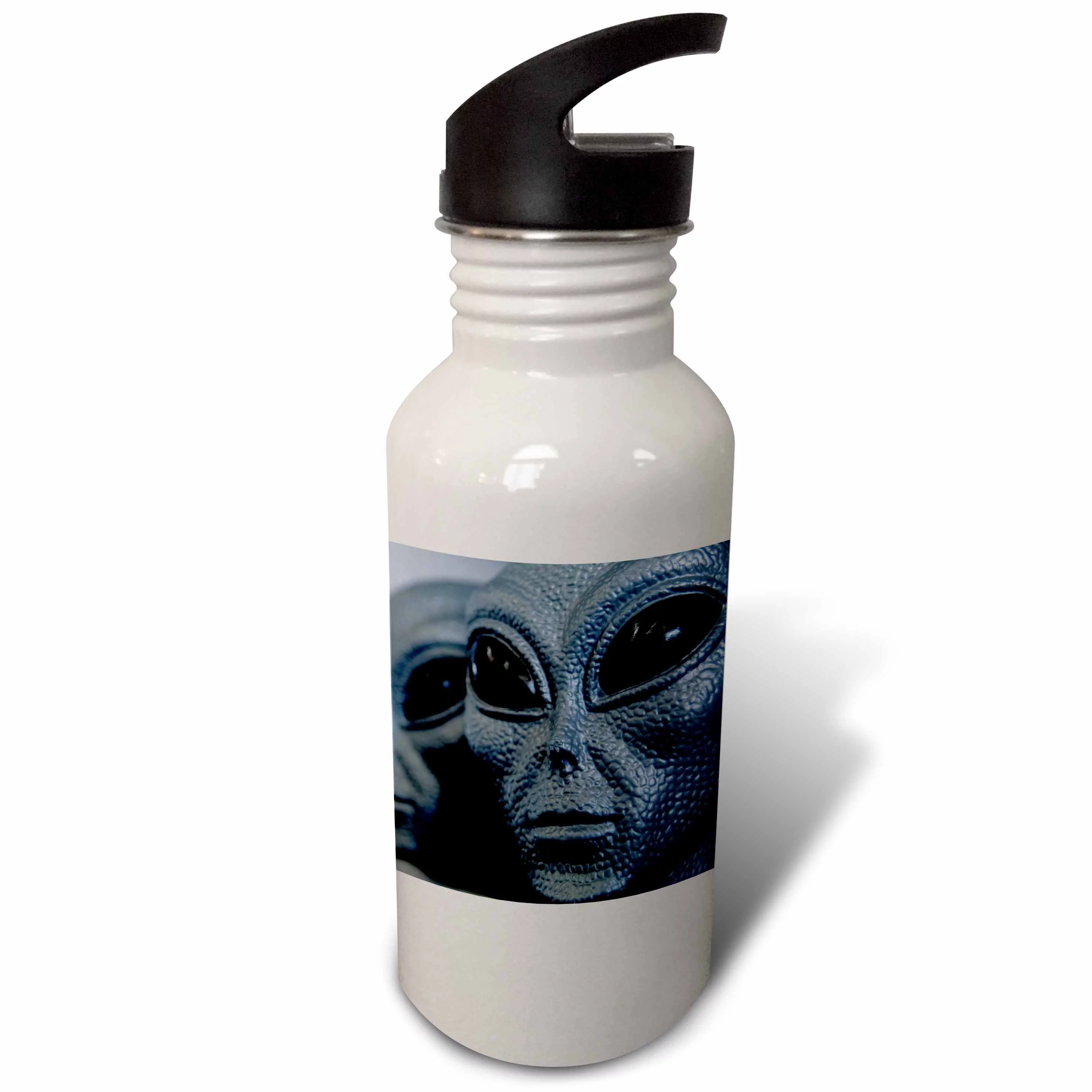 Silver alien heads, Roswell, New Mexico - US32 JMR0110 - Julien McRoberts 21 oz Sports Water Bottle wb-92634-1