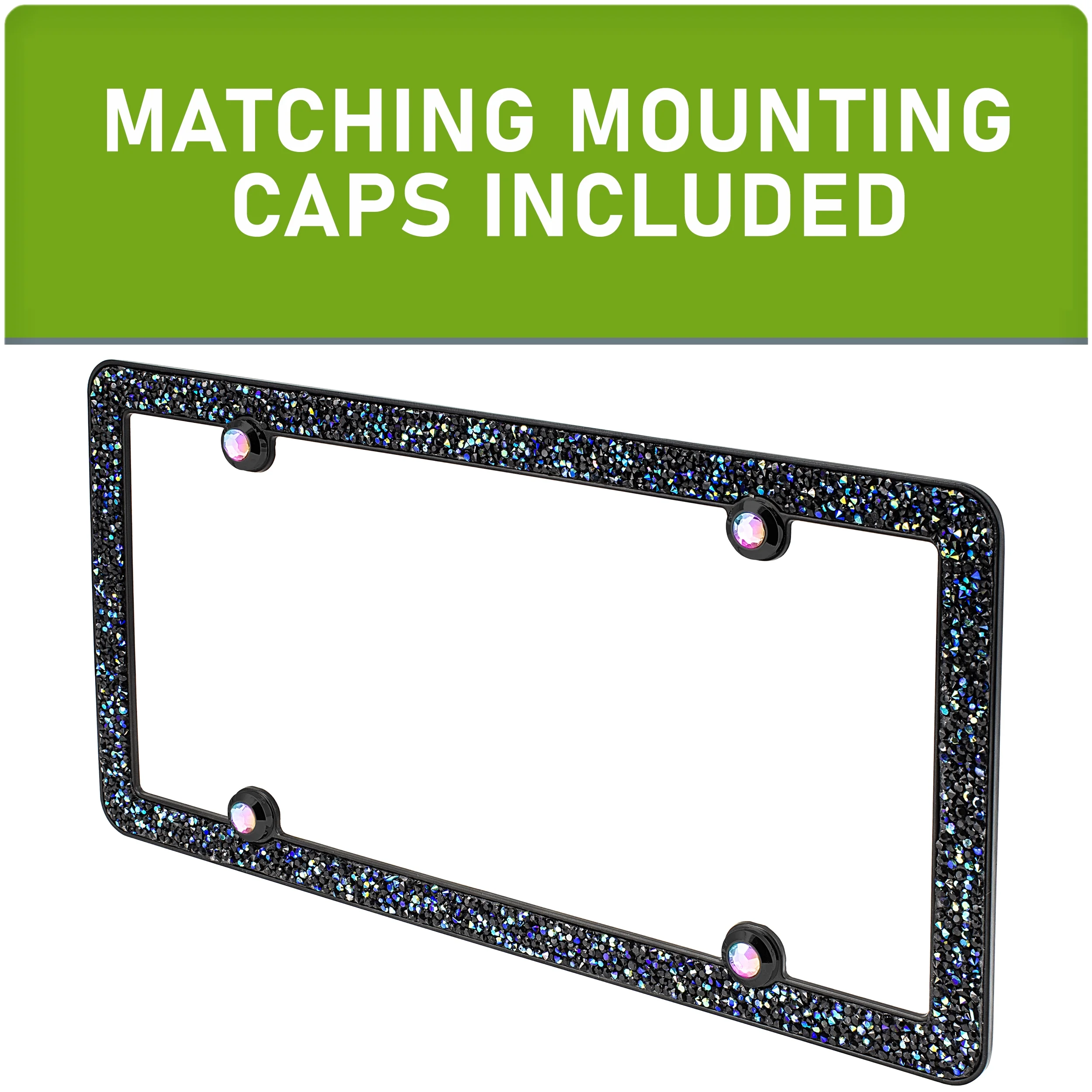 Auto Drive Black Iridescent Crushed Bling Metal License Plate Frame, 90205W