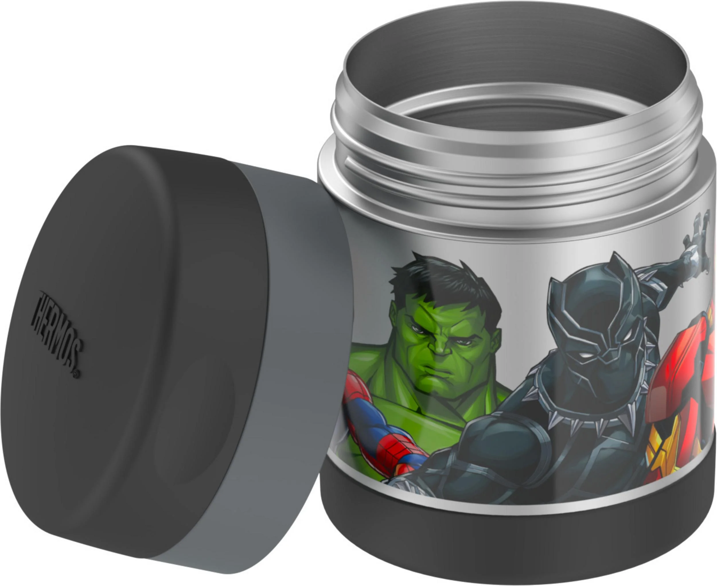 Thermos Vacuum Insulated Funtainer Food Jar with Spoon, Marvel Universe, 10 ounce