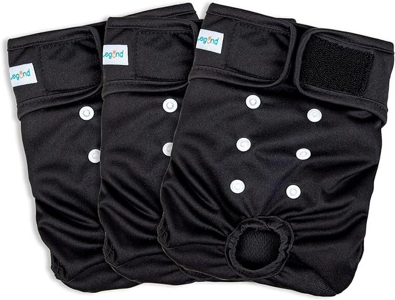 Paw Legend Washable Reusable Female Dog Diapers - No Leak Doggie Diapers for Heat Cycle (3 Pack,Black,Medium)