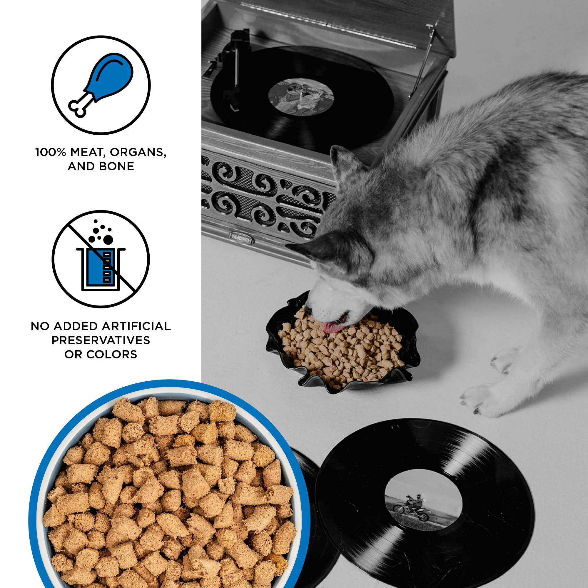 BIXBI Liberty Freeze Dried Dog Food Topper + Dog Treat, Chicken and Salmon Recipe, 4.5 oz - 100% Meat and Organs, No Fillers - Pantry-Friendly Raw Treat or Food Topper - USA Made in Small Batches