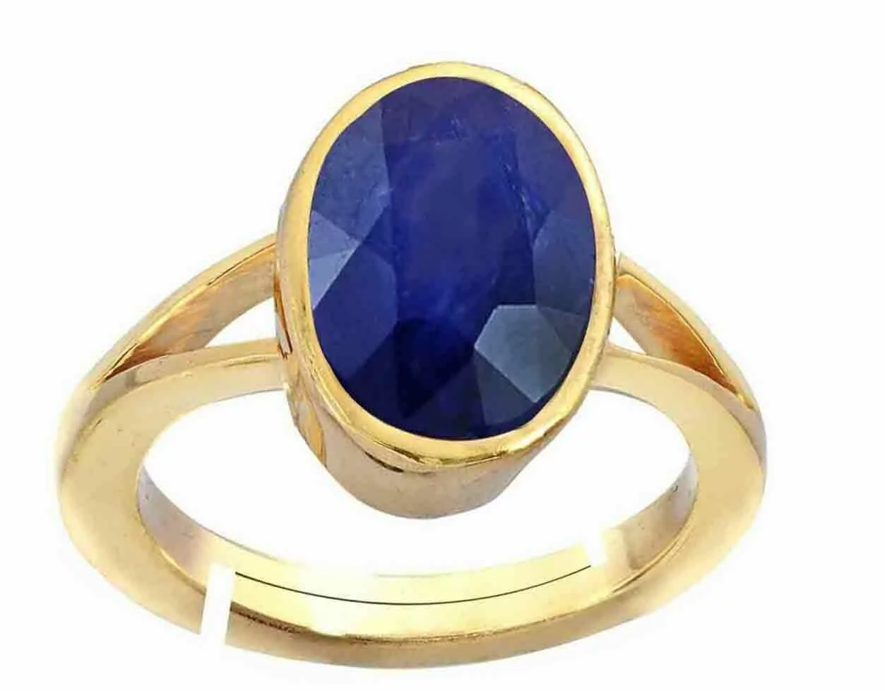 925 Sterling Silver Handmade Certified 7Ct Blue Sapphire Gold Plated Ring  US14