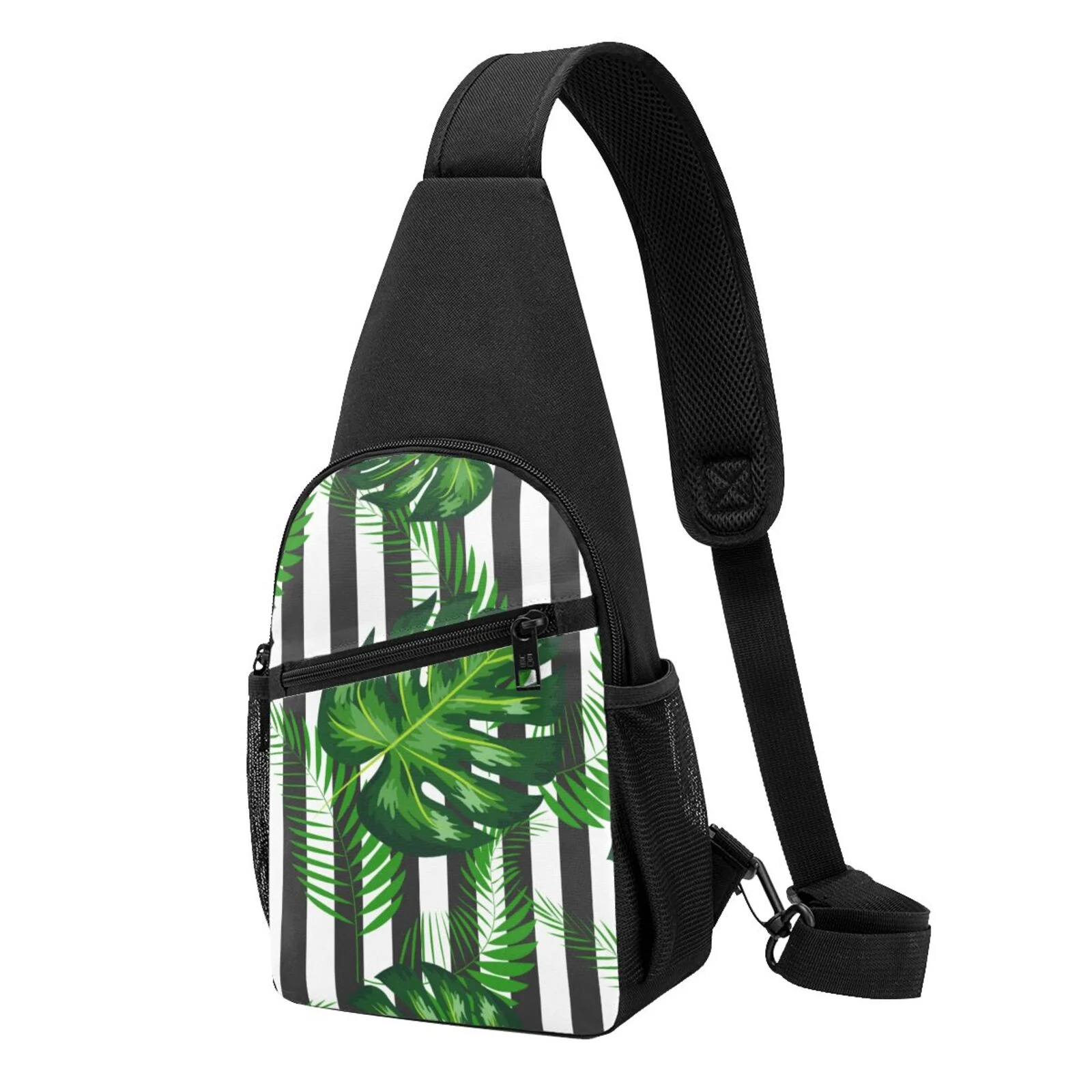 Balery Palm Greenery Chest Pack,Small Sling Bag For Women Men,Crossbody Bags For Travel Hiking Running Sports