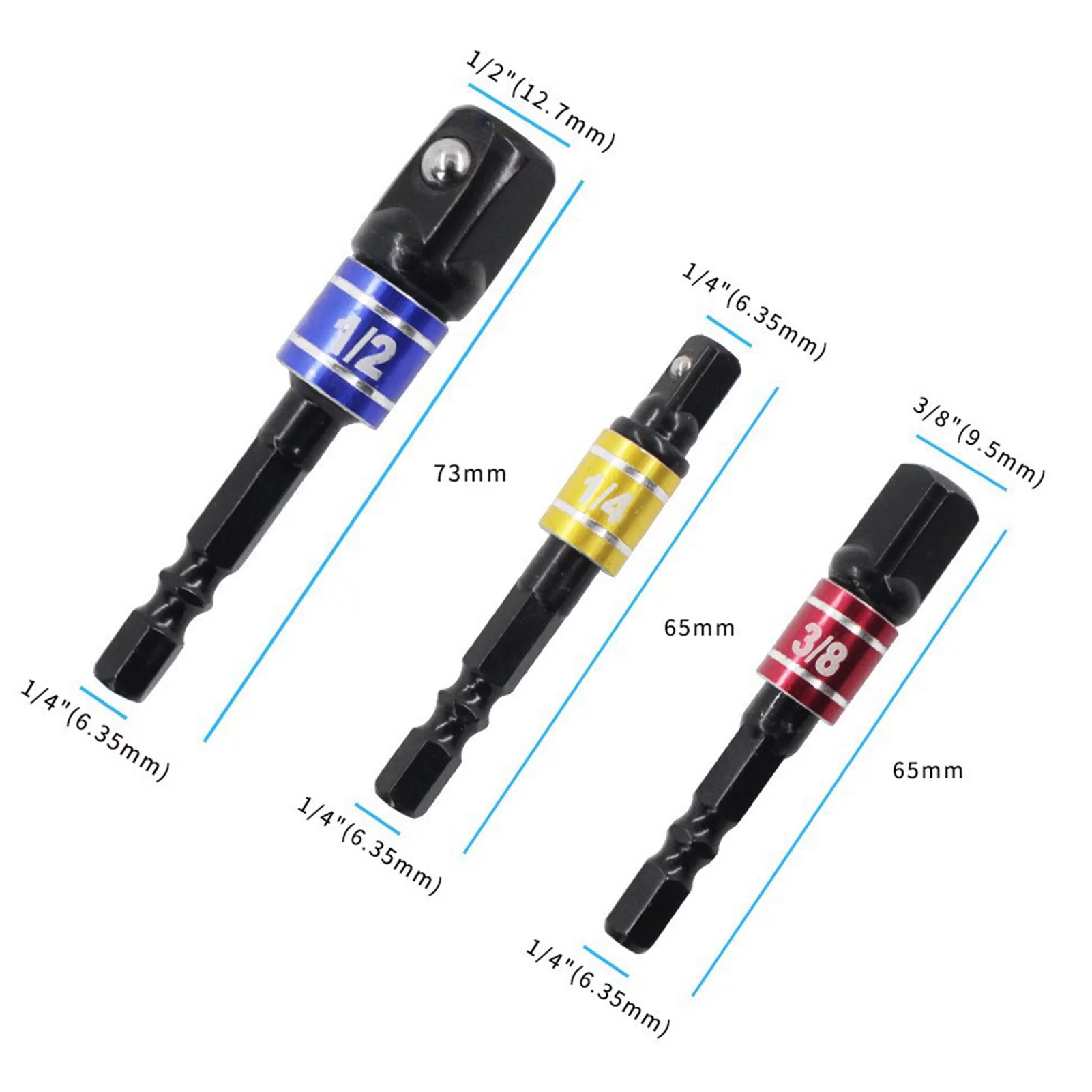 Tomshoo 23pcs Wrench Socket Extension Bar Kit Universal Socket Wrench Tool Set Hex Shank Materials for Long lasting Use