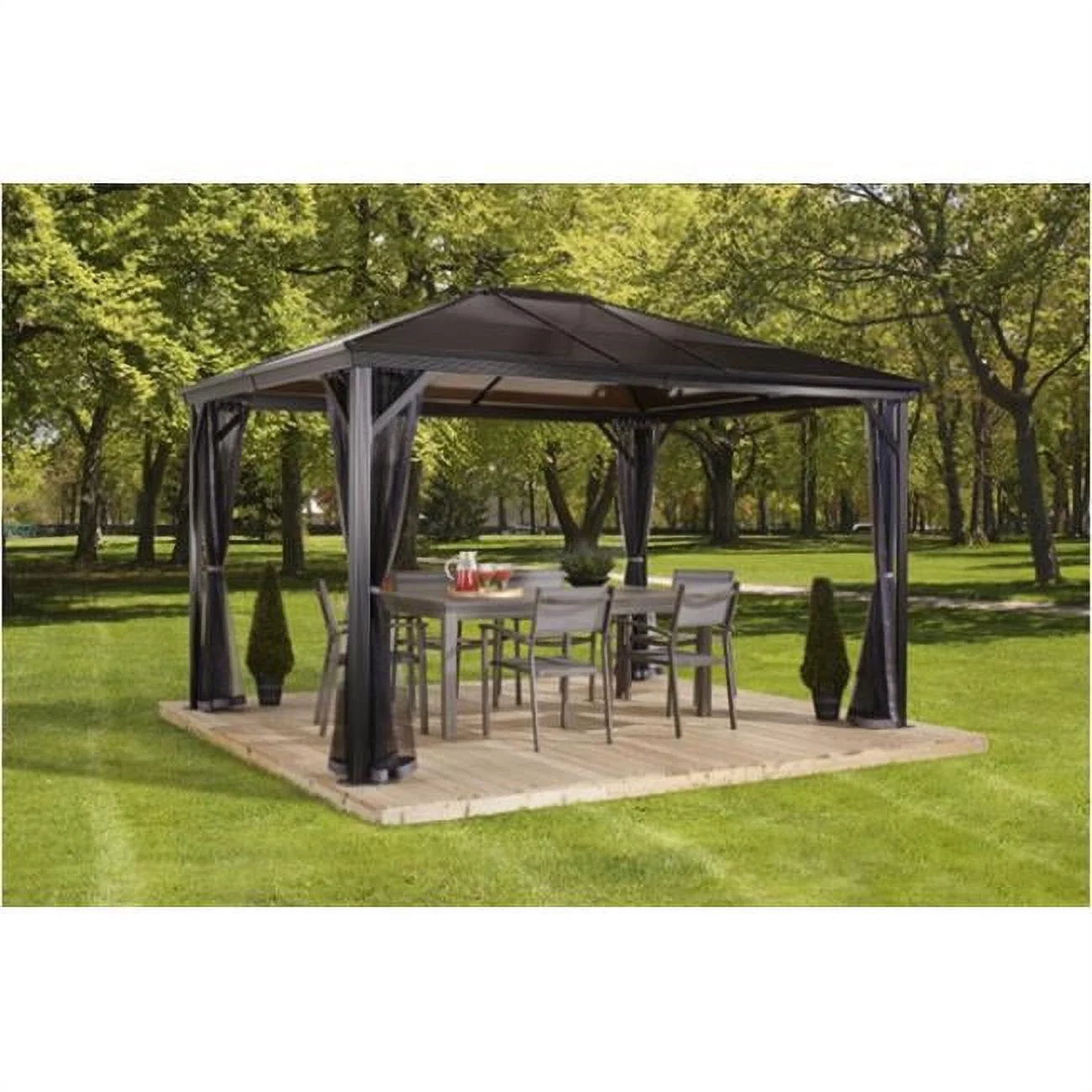 Sojag 135-9163797 10 x 14 ft. Verona Curtains, Grey - Polyester