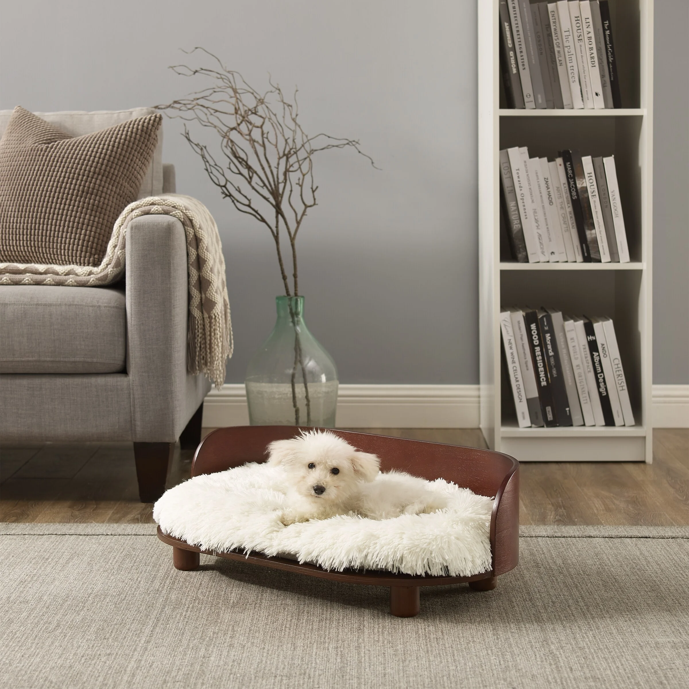 Sam's Pets Kuai Dog Bed Bent Wood Medium dark Brown Dark Brown