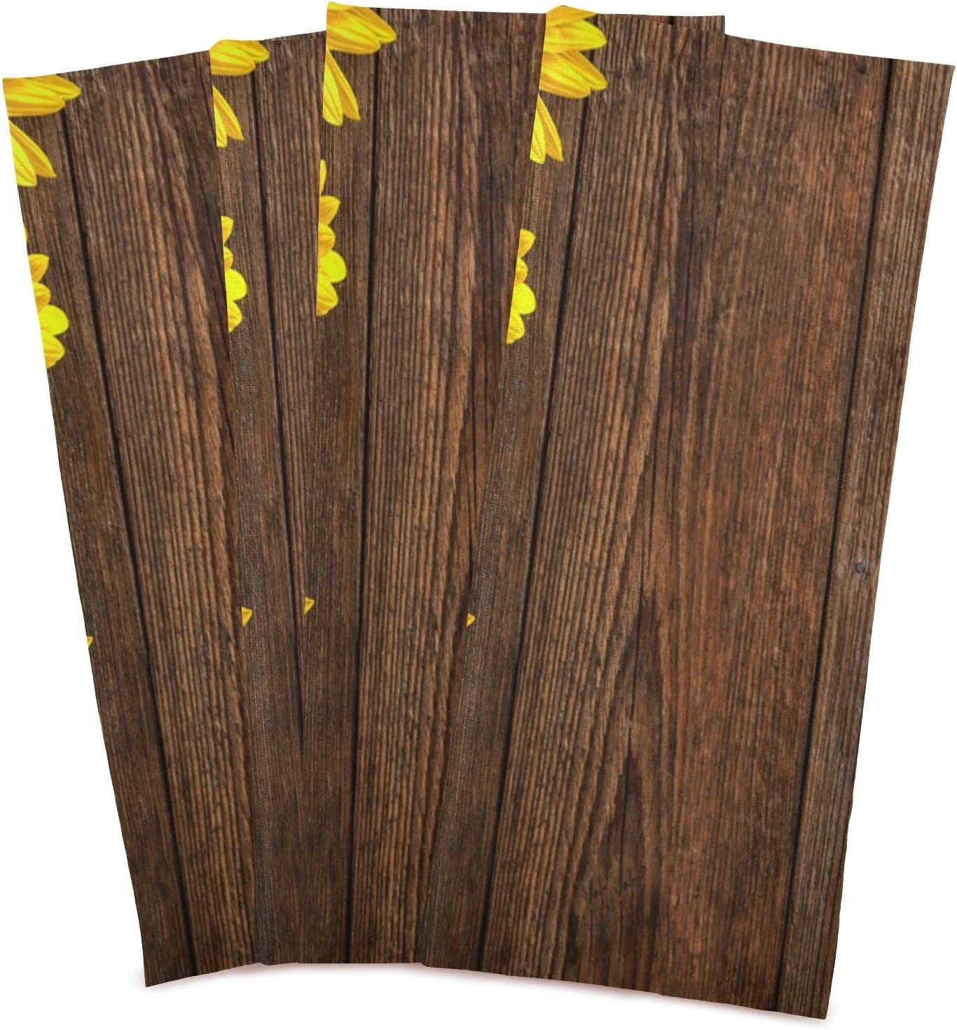 GZHJMY Sunflowers on Wooden Kitchen Towels Set of 4 Dishcloths Hand Towels Tea Towels Ultra Absorbent for Cleaning Washing Drying Dishes Tableware 28'' x 18''