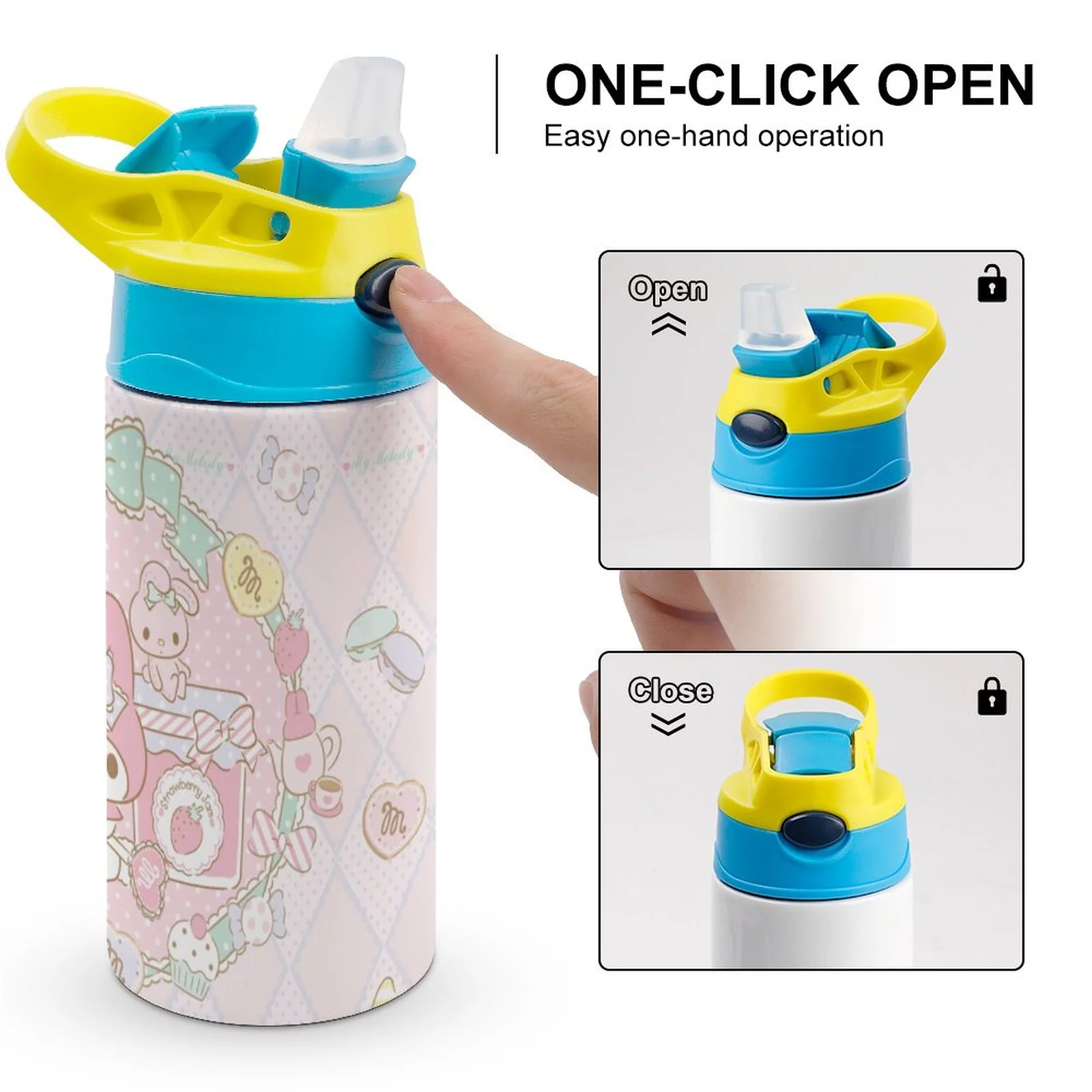 My Melody Cute Children's Water Bottle Vacuum Insulated Stainless Steel Cup With Straw Toddler Thermoses