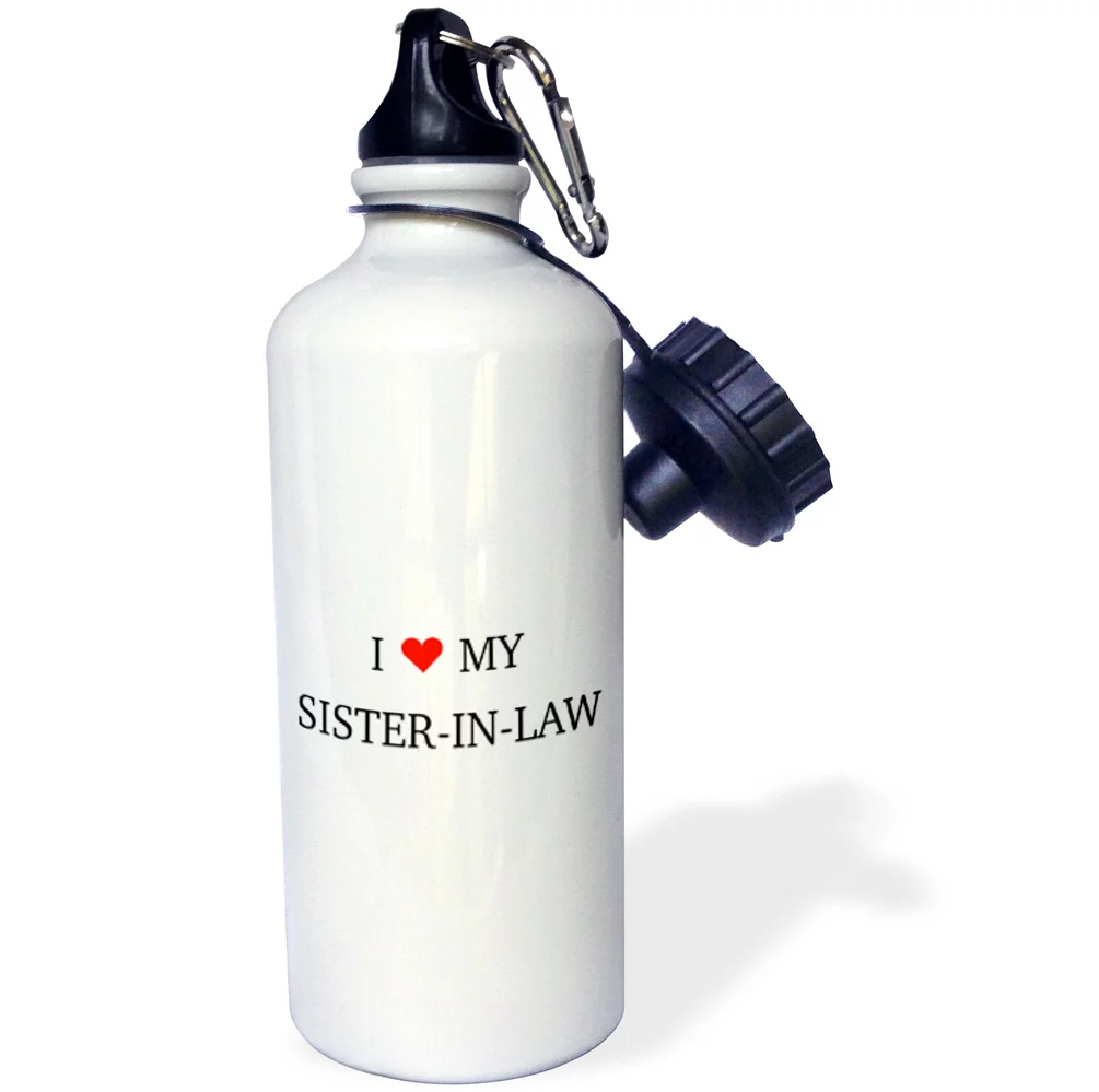 3dRose I HEART MY SISTER IN LAW - Straw Water Bottle, 21-ounce