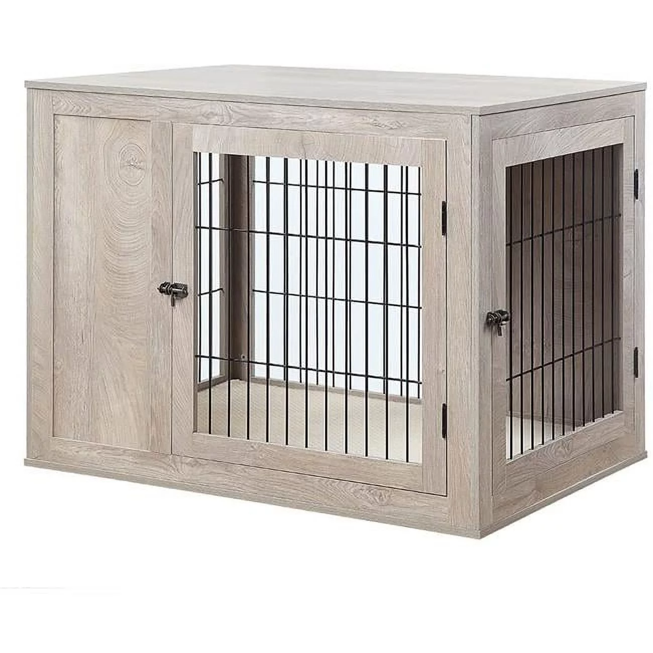 UniPaws UH5161 Large Pet Crate with Cushion -  Weathered Grey