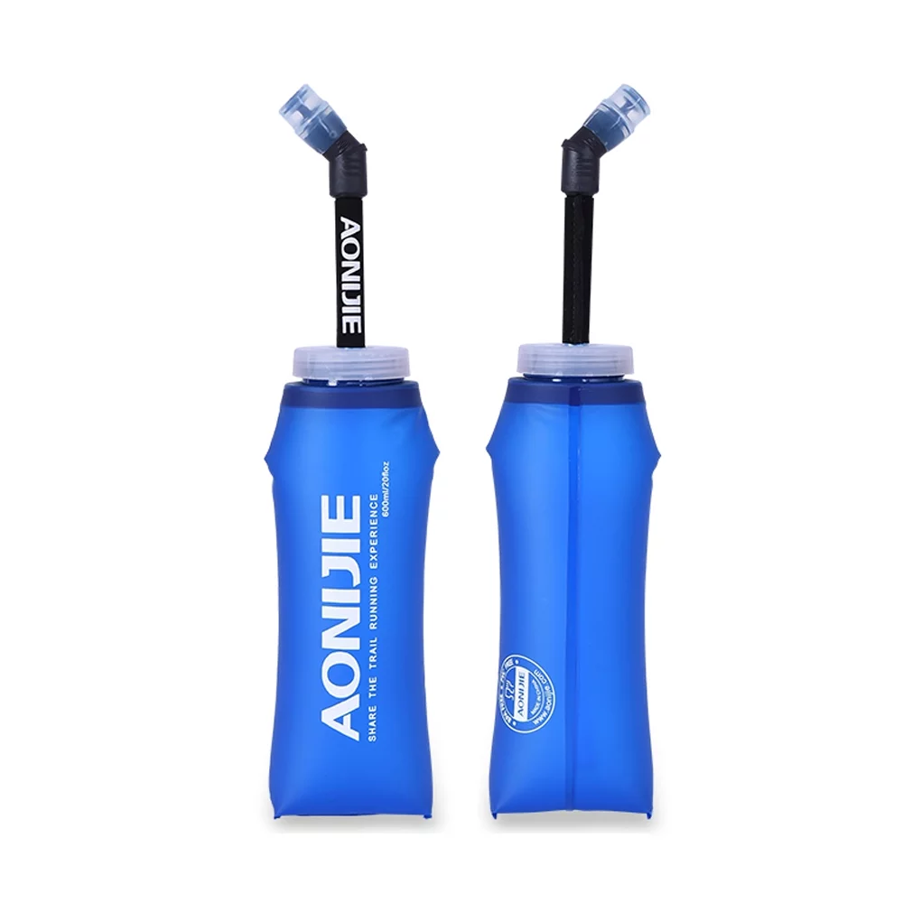 AONIJIE 2 PCS 600ML/350ML Foldable Sports Soft Flask Water Bottle for Mountaineering Running, Marathon Cycling
