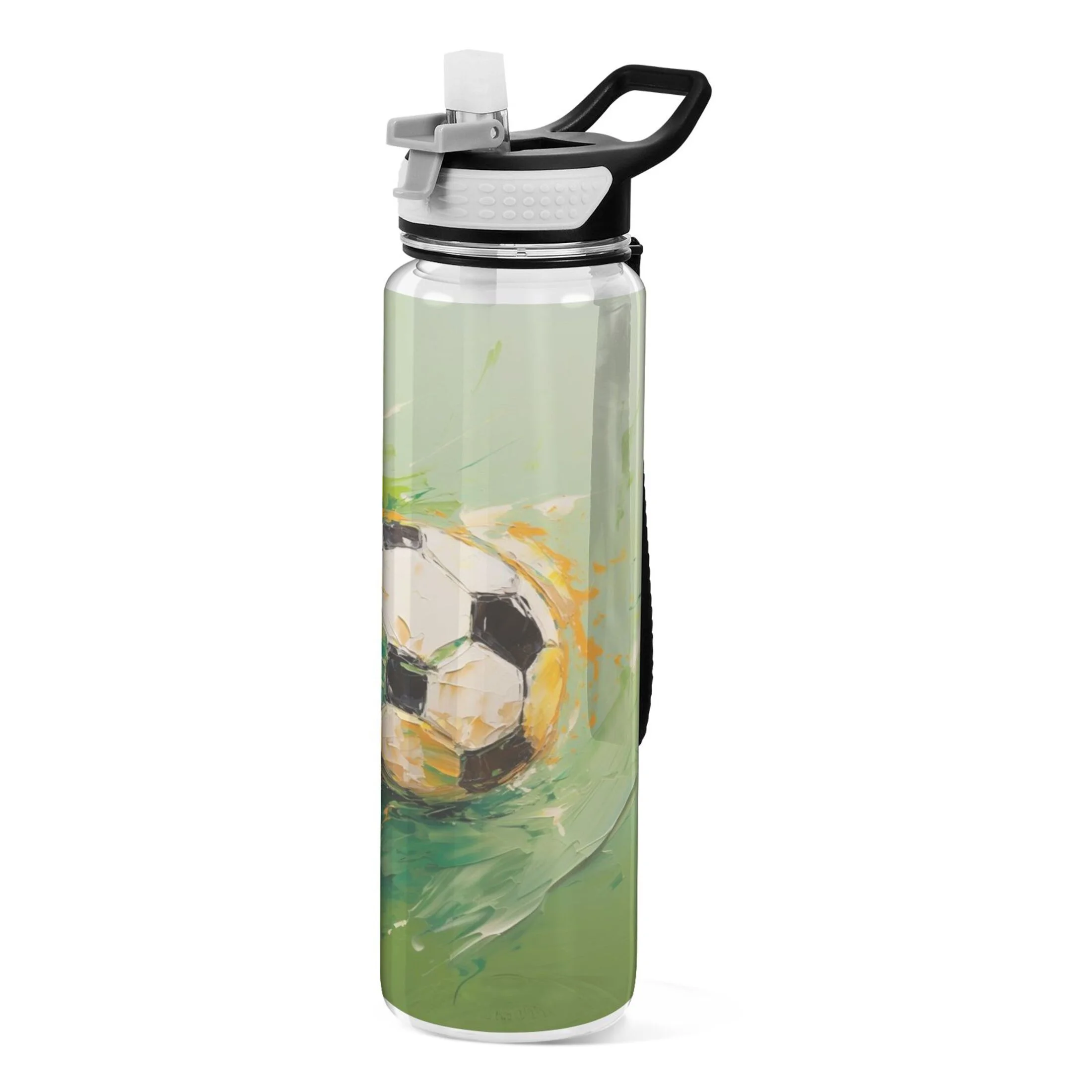 Football Abstract 32oz Water Bottles with Straw Tritan Leakproof Sports Bottle BPA Free Clear for Fitness Gym Swimming Cycling