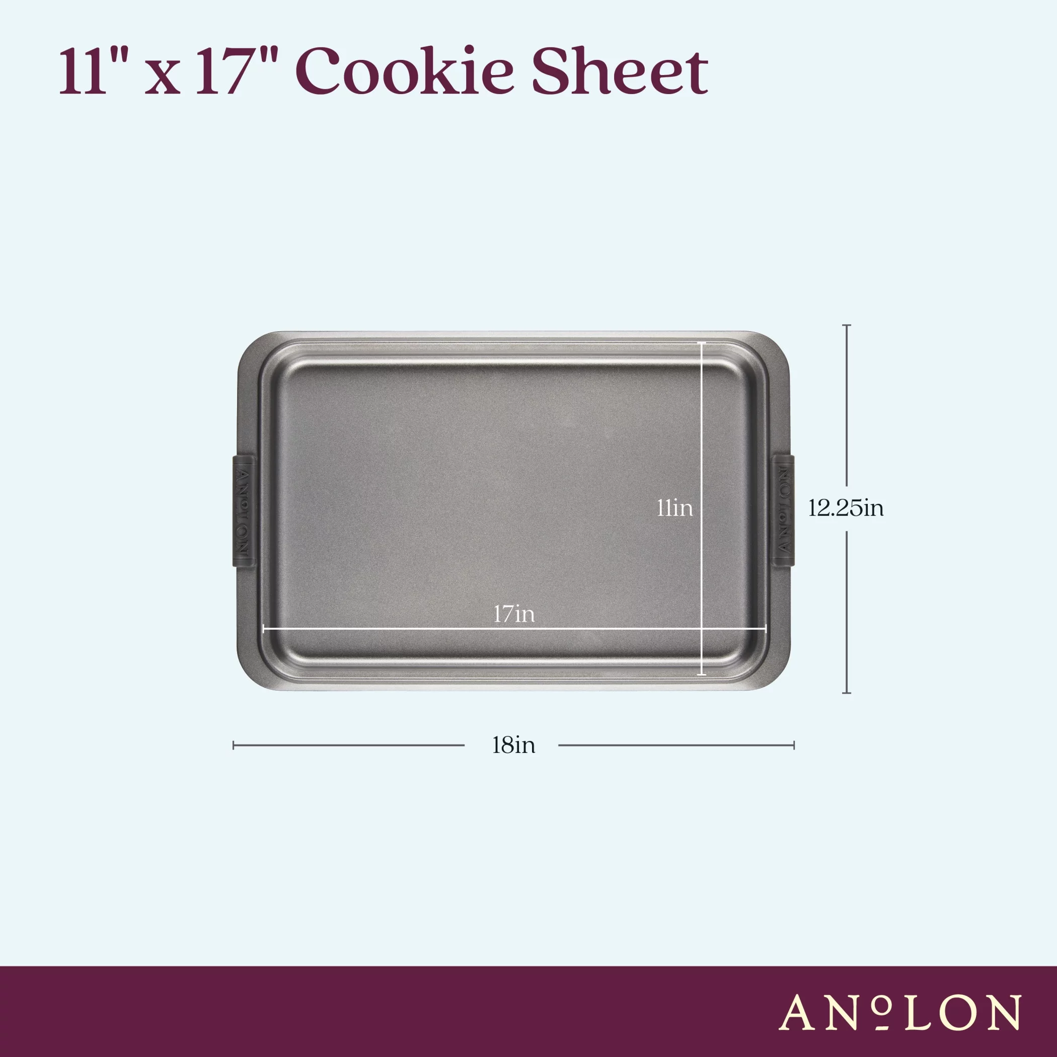 Anolon Advanced Bakeware Nonstick Cookie Sheet, 11-Inch x 17-Inch, Gray with Silicone Grips