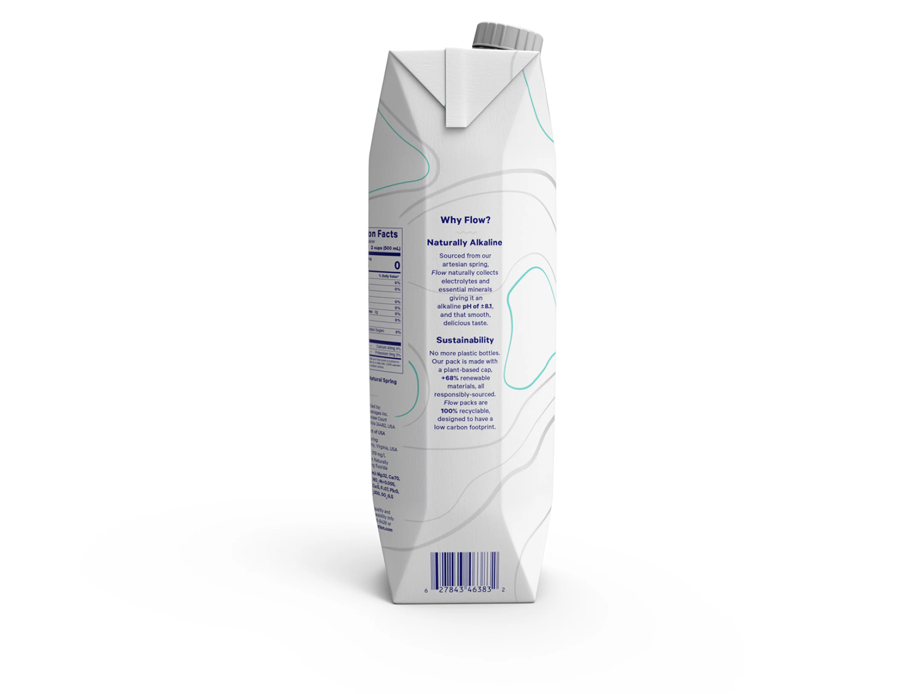 Flow 100% Naturally Alkaline Spring Water, 33.8 fl oz, 6 count