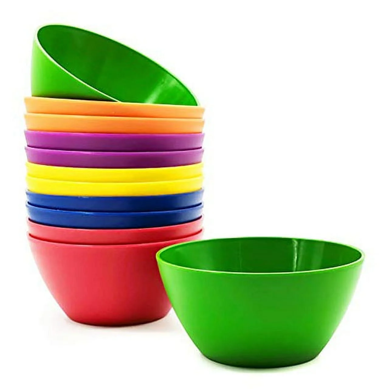 Plastic Bowls set of 12 - Unbreakable and Reusable 6-inch Plastic Cereal/Soup/Salad Bowls Multicolor | Microwave/Dishwasher Safe, BPA Free