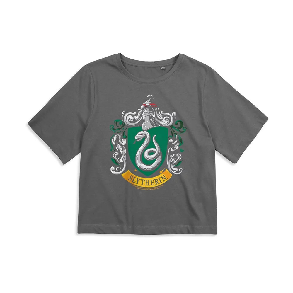 Harry Potter Slytherin Crest Women's Boxy Cropped T Shirt