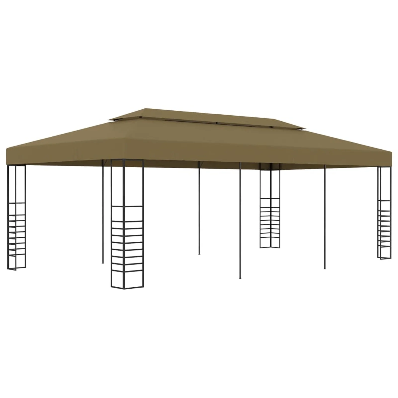 Dcenta Party Tent Outdoor Gazebo Canopy Sun Shade Shelter Steel Frame Taupe for Patio, Wedding, BBQ, Camping, Festival Events 236.2 x 118.1 x 106.3 Inches (L x W x H)