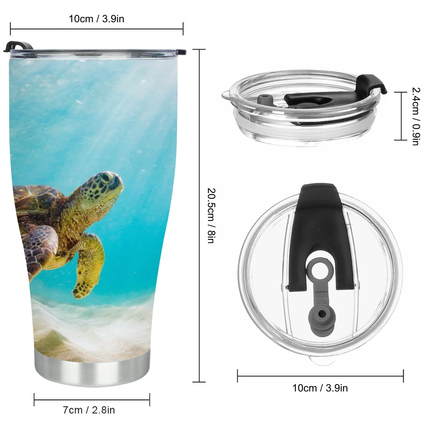 Hidove Stainless Steel Tumbler, Photo of Sea Turtle 30oz Leak Proof & Stainless Steel Bottle for Hot & Cold Drinks - Coffee Travel Mug, Water Metal Canteen, Thermal Cup