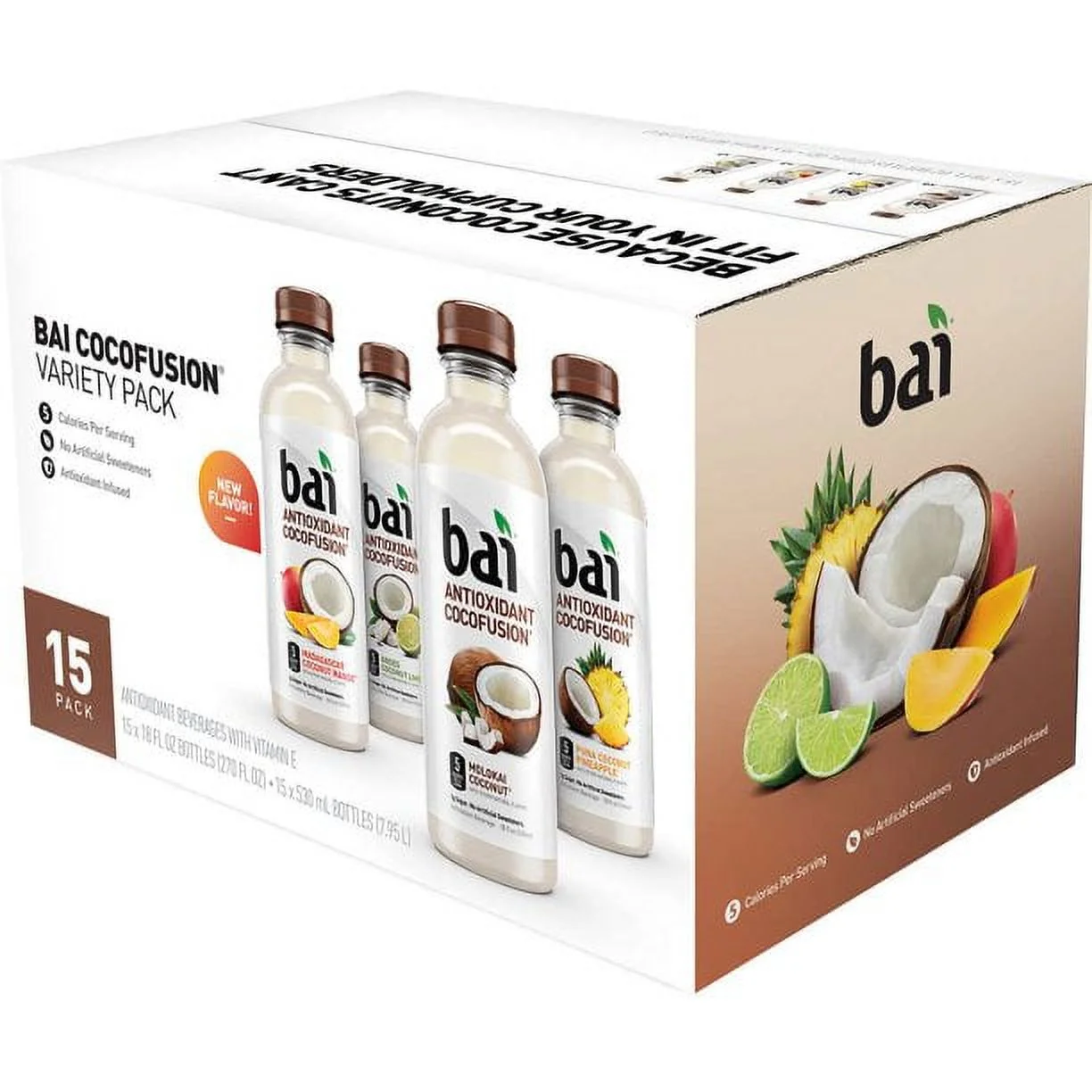 Bai Cocofusions Antioxidant Infusion Variety Molokai Coconut Drink, 18 fl oz (15 Pack)