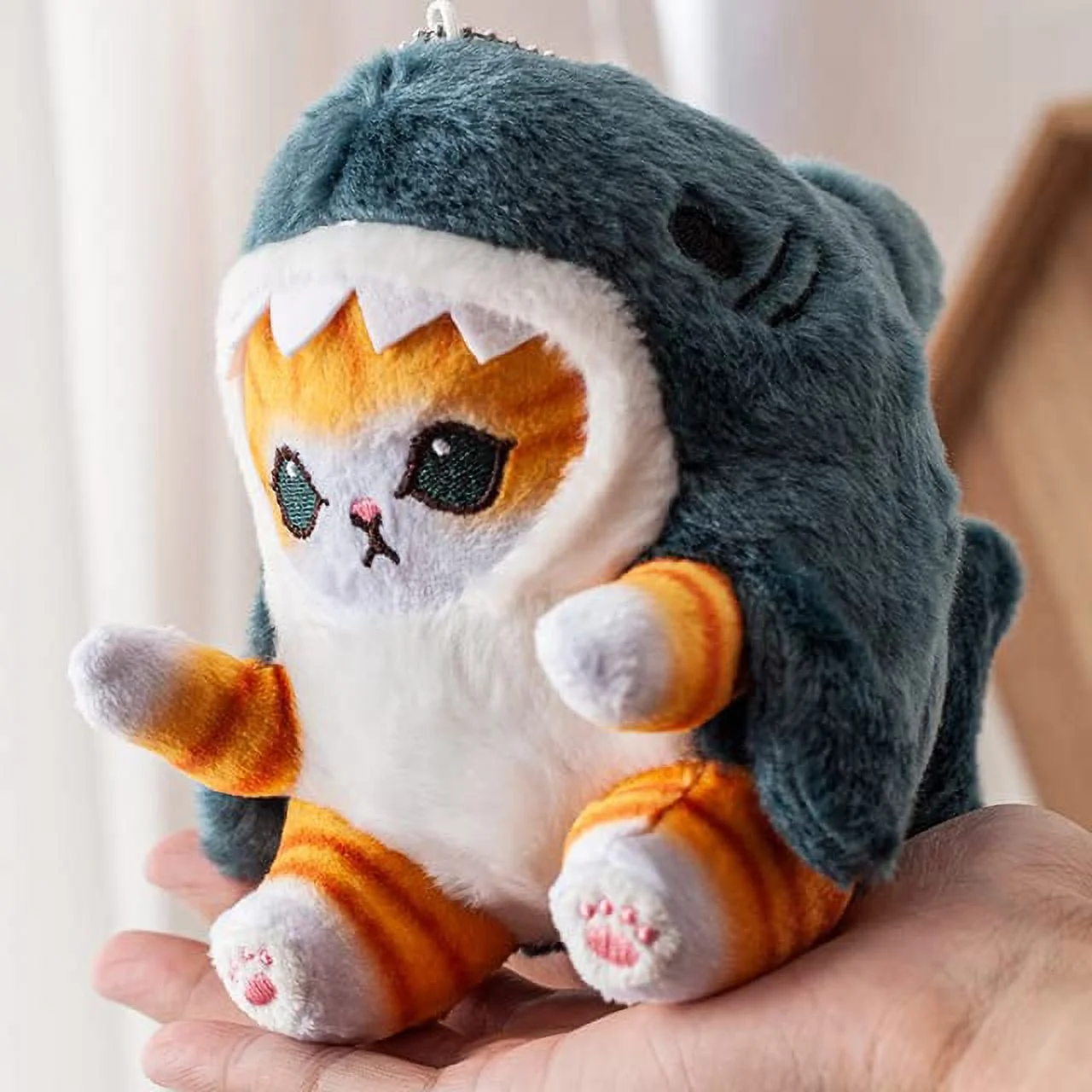 FOAUUH Cute Shark Cat Plush Toy Cat Stuffed Animal Plushies Doll, 5.2'' Soft Stuffed Shark Kitten Christmas Birthday Gifts for Kids Boys Girls