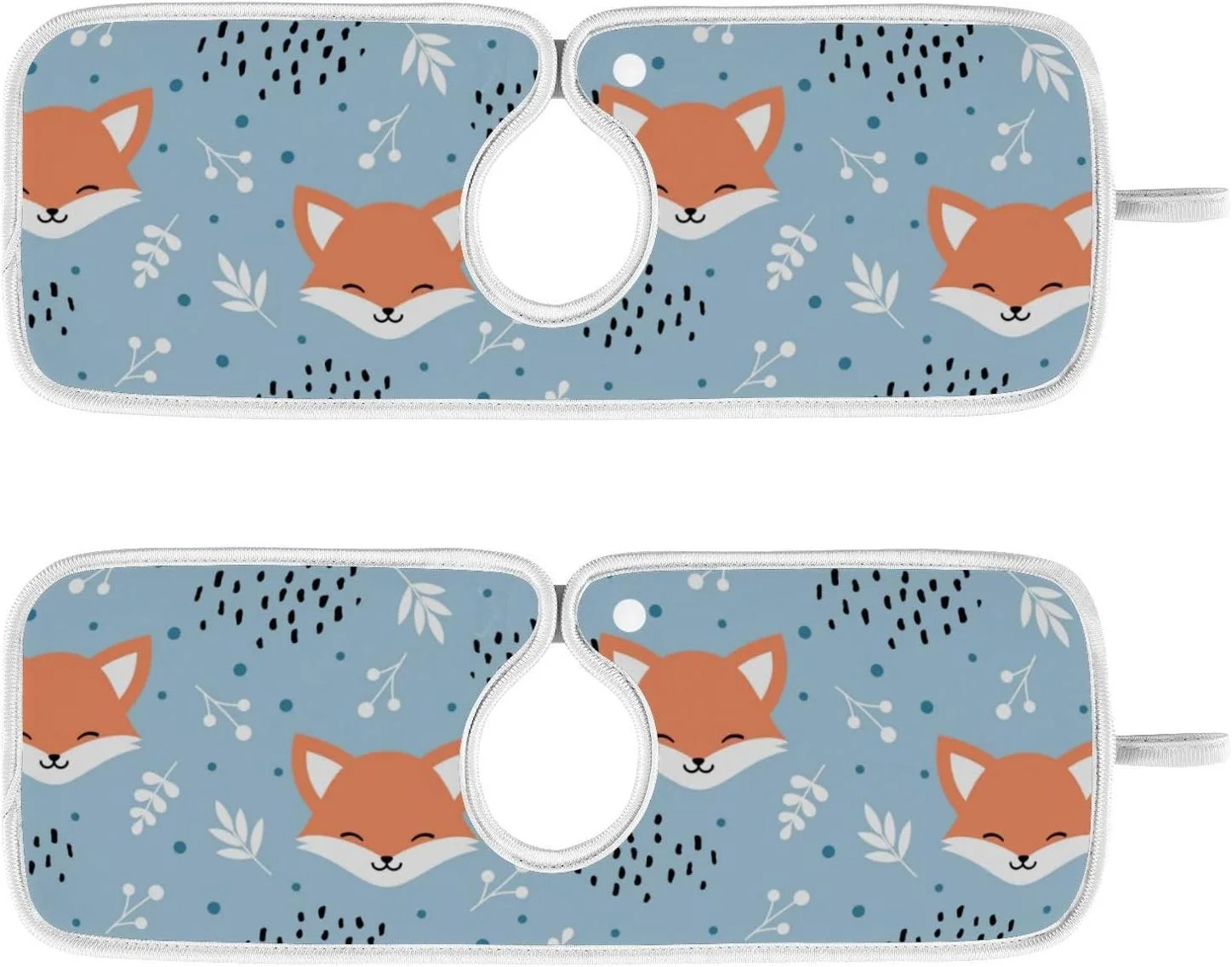 Coolnut 2 Pack Faucet Mats Splash Guard for Kitchen Sink,Cute Fox Wolf Flowers 23x5 Inch Super Absorbent Microfiber Sink Protector Mat, Kitchen Sink Mat Machine Washable Kitchen Sink Accessories