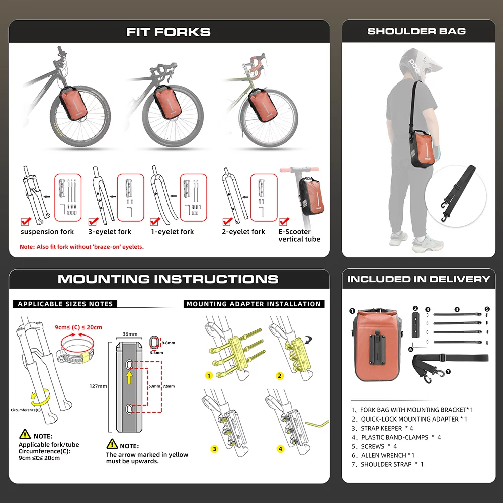 4L Bike Quick Release Bike Front Fork Bag Waterproof Cycling Bag Front Bag Electric Scooter Storage Bag Cycling Accessory
