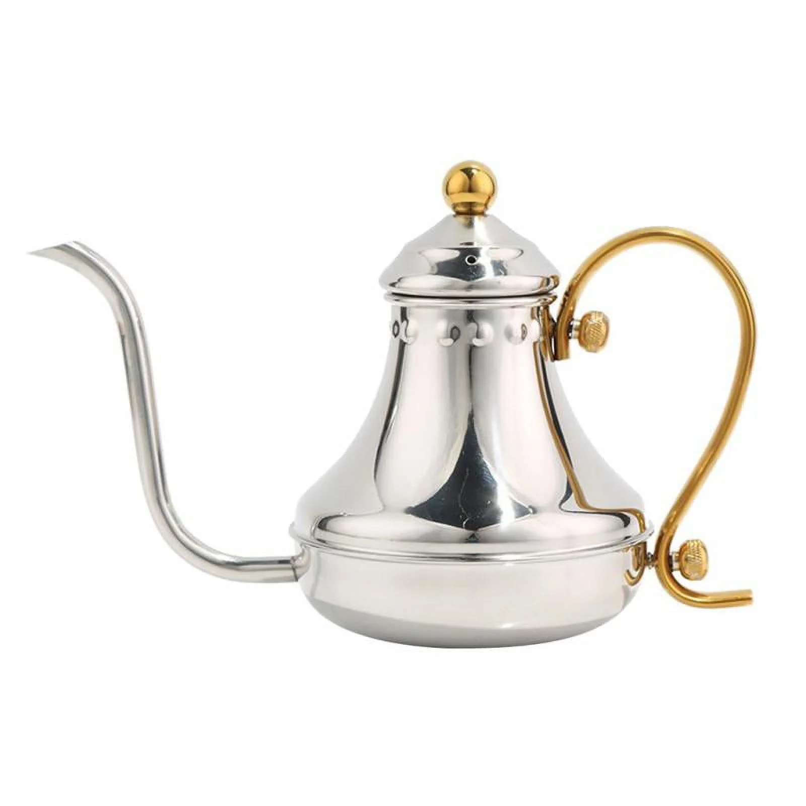 Hand Drip Coffee Pot Stainless Steel Fine Mouth Teapot Drip Kettle 3 Colors - Silver