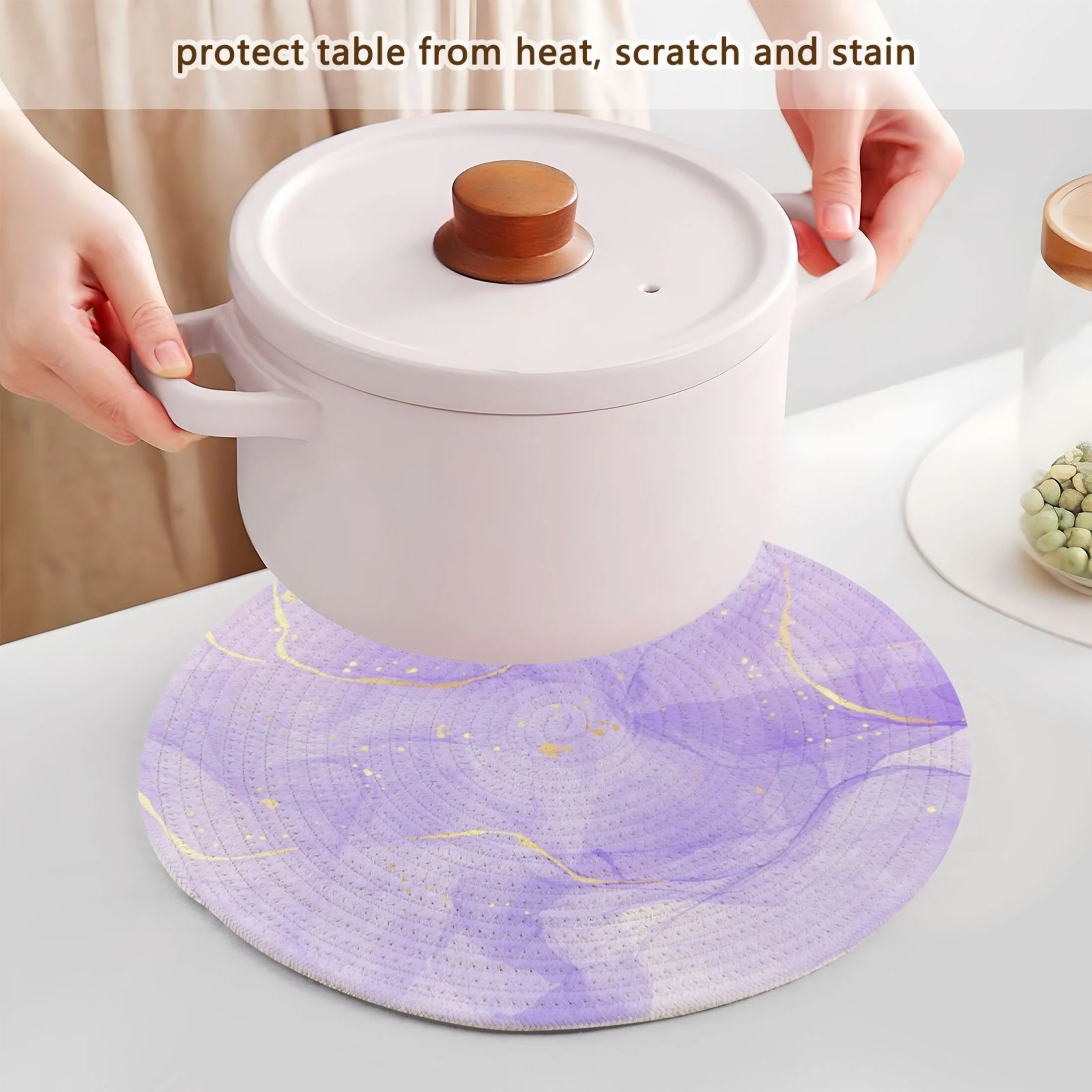 Purple Lavender Liquid 3 PCs Pot Holders Trivets Kitchen 15