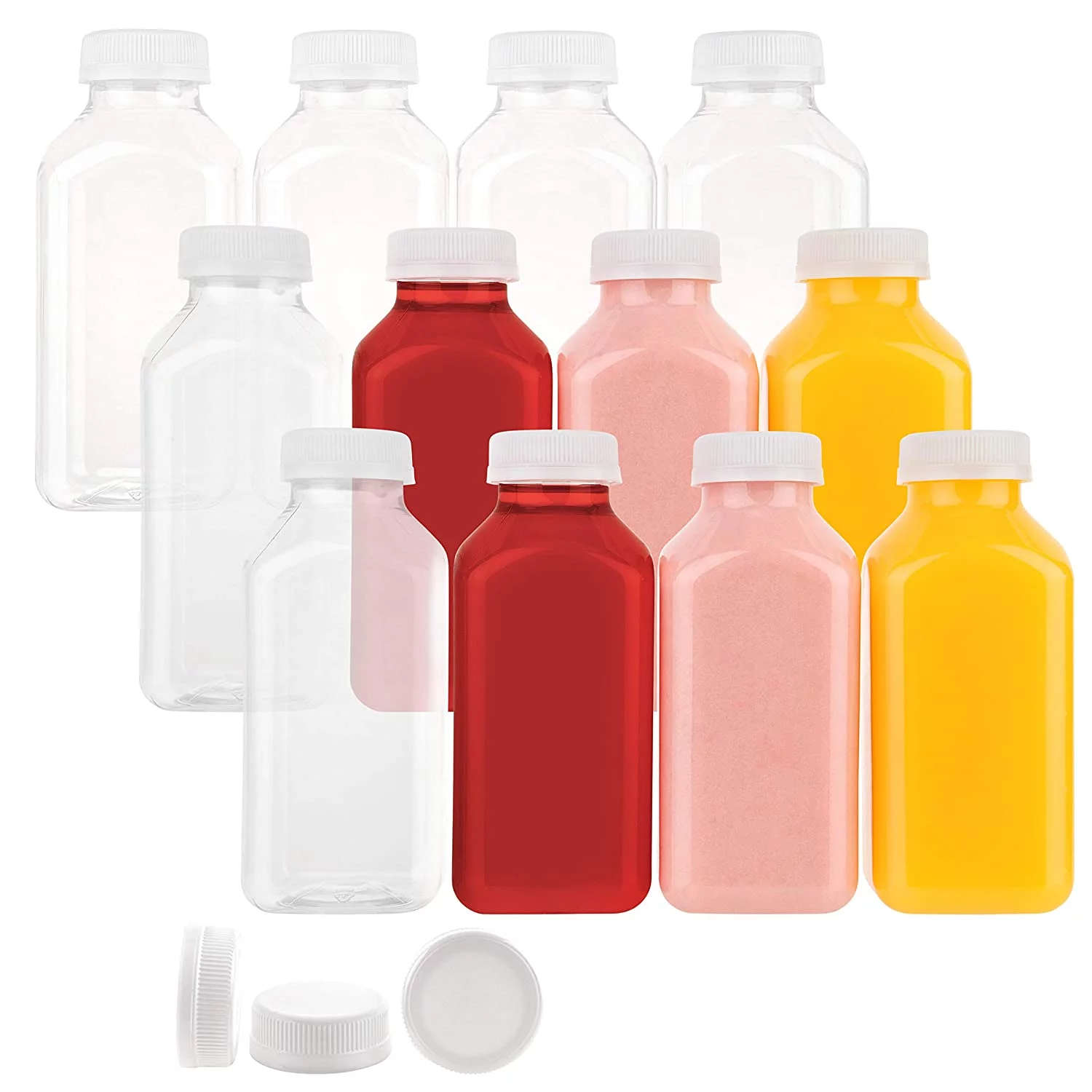 160 Pack Diplastible Disposable Plastic Juice Bottles-12 oz with Lids Default