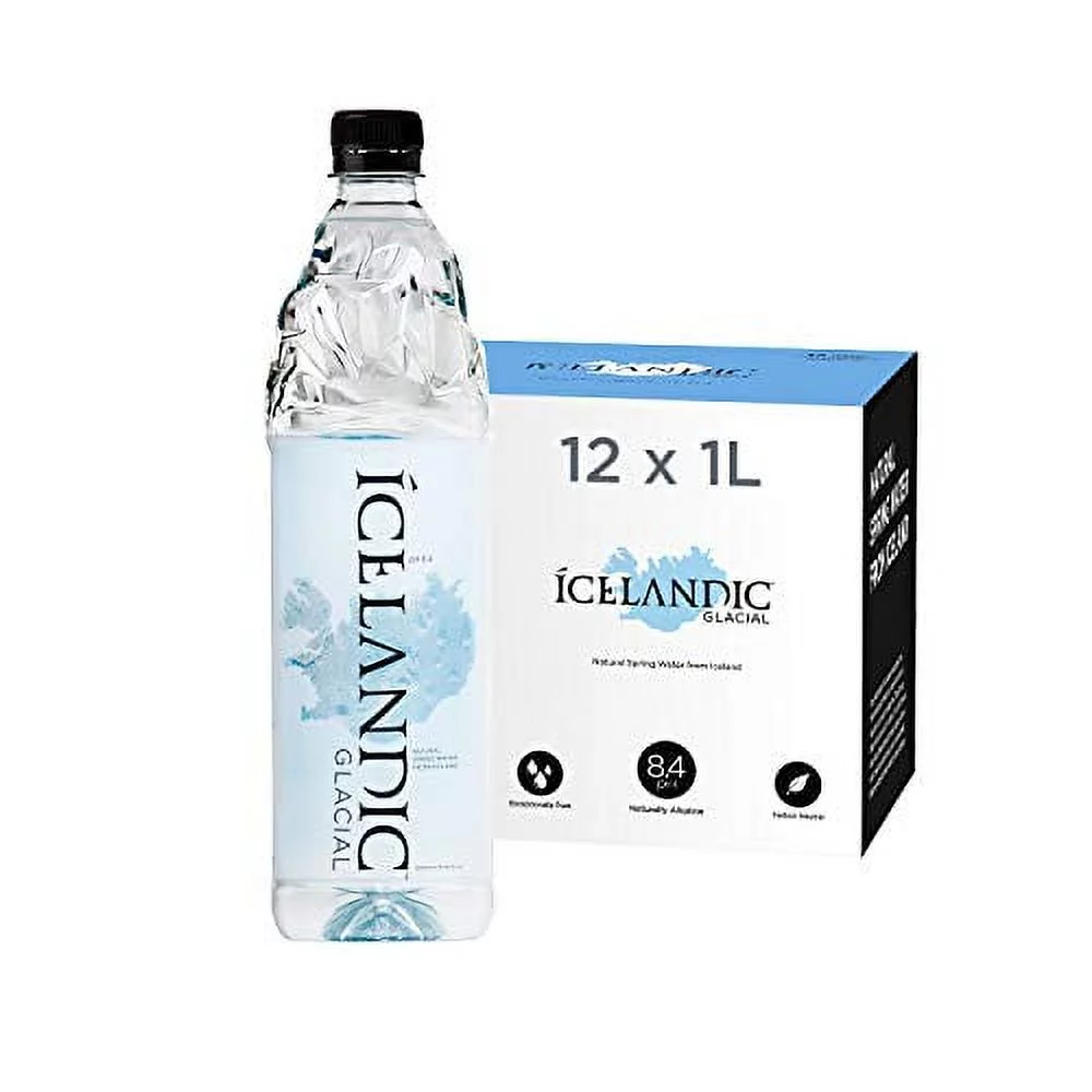 Icelandic Glacial Natural Spring Alkaline Water, 1 Liter (12 Count)