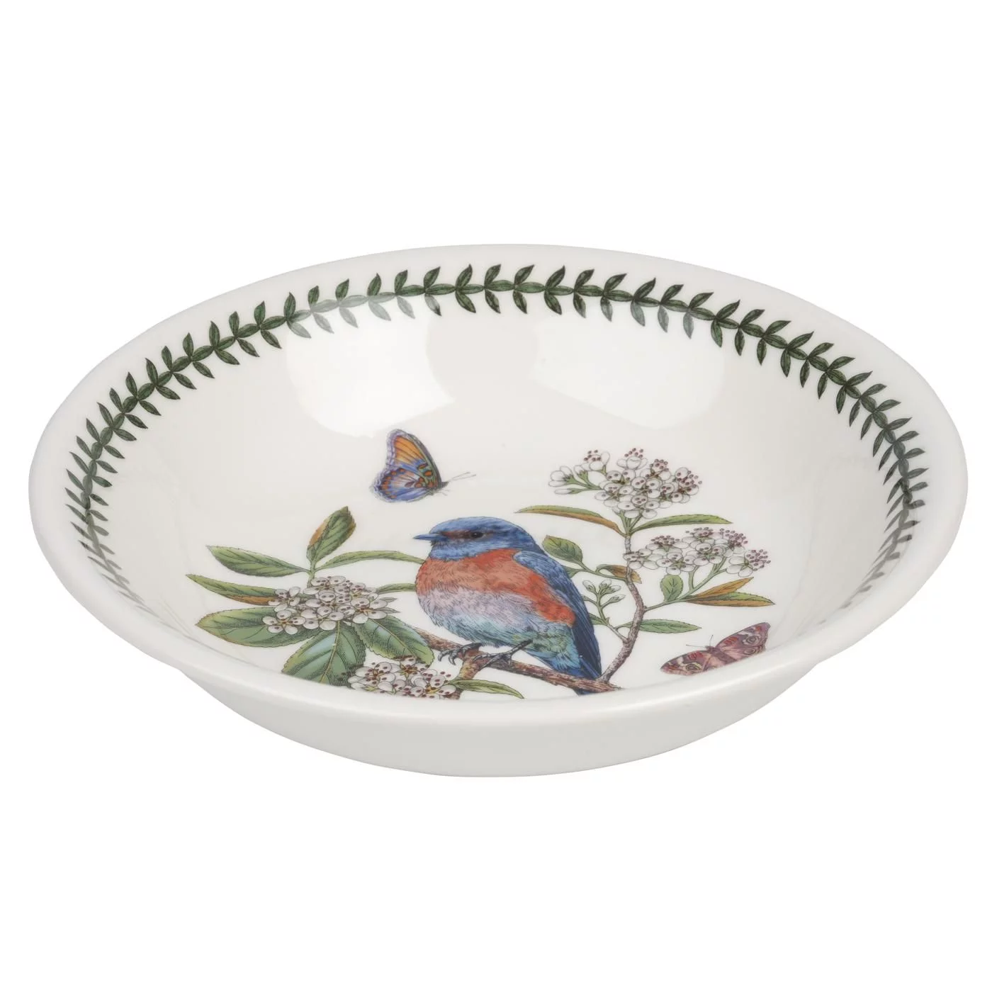 Portmeirion Botanic Garden Birds 8.5 Inch Pasta Bowl - West Bluebird, Dishwasher Safe