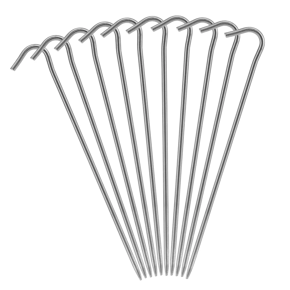 Vistreck 6pcs/10pcs Titanium Tent Pegs Titanium Tent Nails Outdoor Camping Tent Stakes Bend Hook