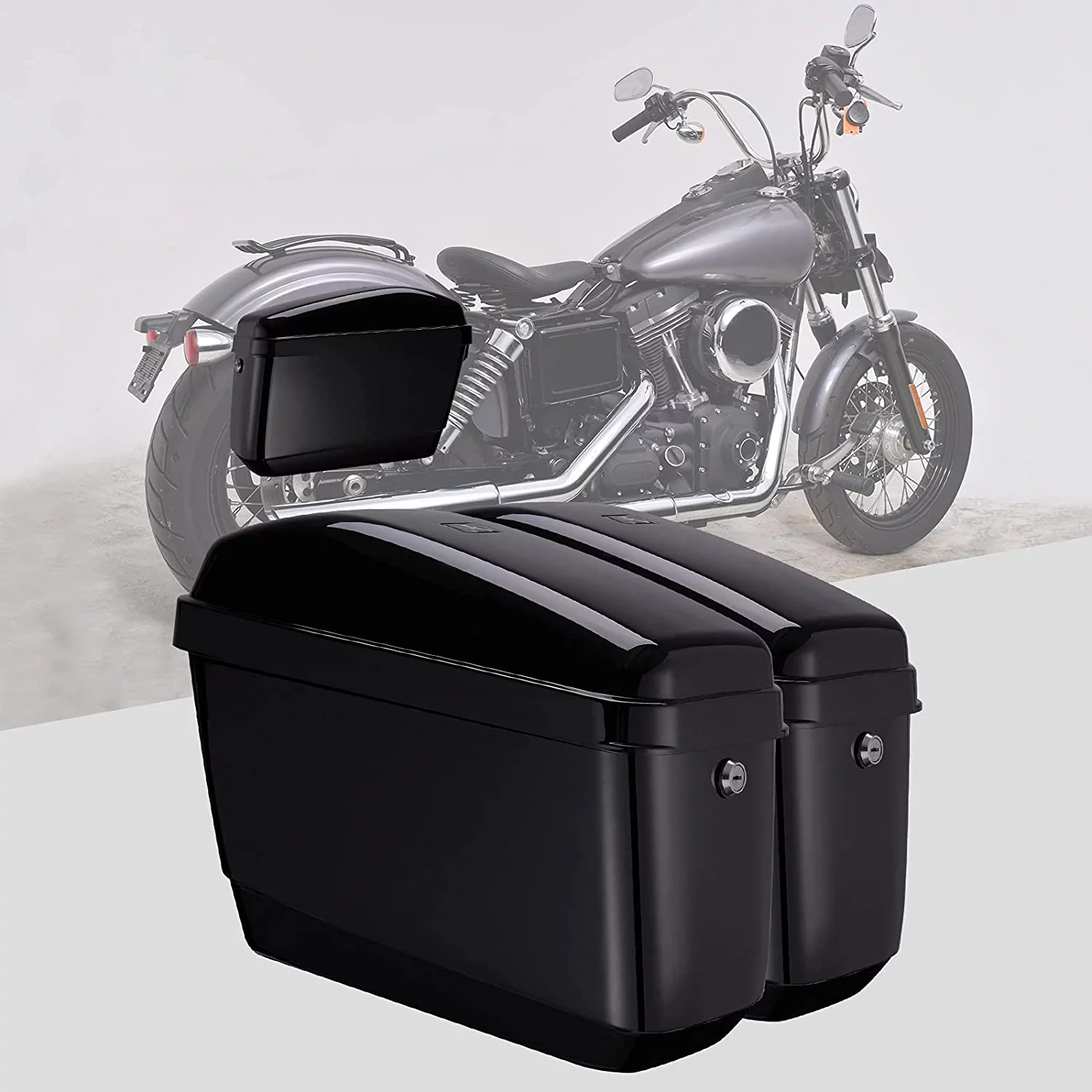 Kemimoto Motorcycle Hard Saddlebags Hard Saddle Bags Compatible with Dyna V-Rod Vstar 650 VTX 1100 1300 Boulevard C50 Vulcan 500 900 Classic