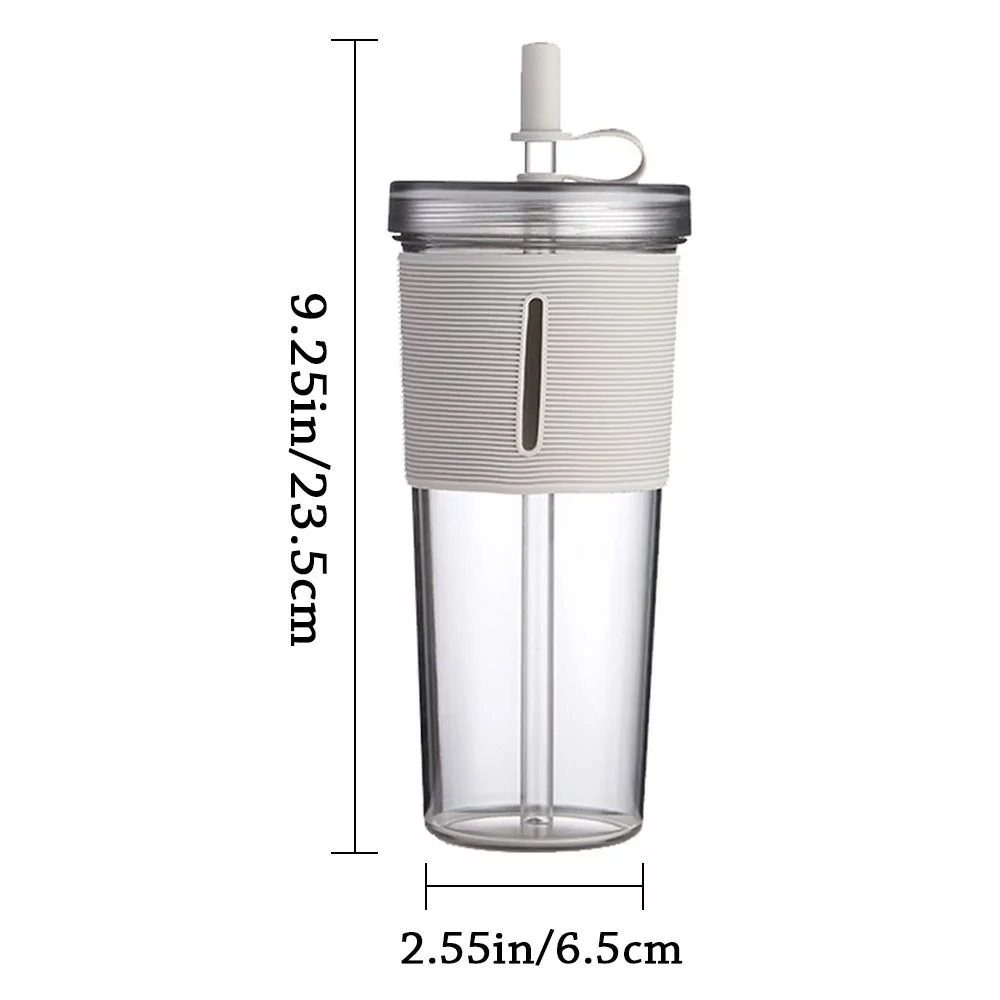 700ml Kettle Transparent Large Capacity Drink Bottle Plastic Cup Water Bottle Straw Cup RED
