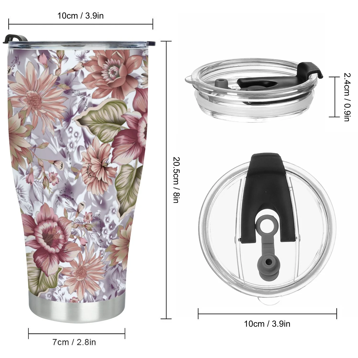 Hidove Stainless Steel Tumbler, Seamless Background Floral 30oz Leak Proof & Stainless Steel Bottle for Hot & Cold Drinks - Coffee Travel Mug, Water Metal Canteen, Thermal Cup