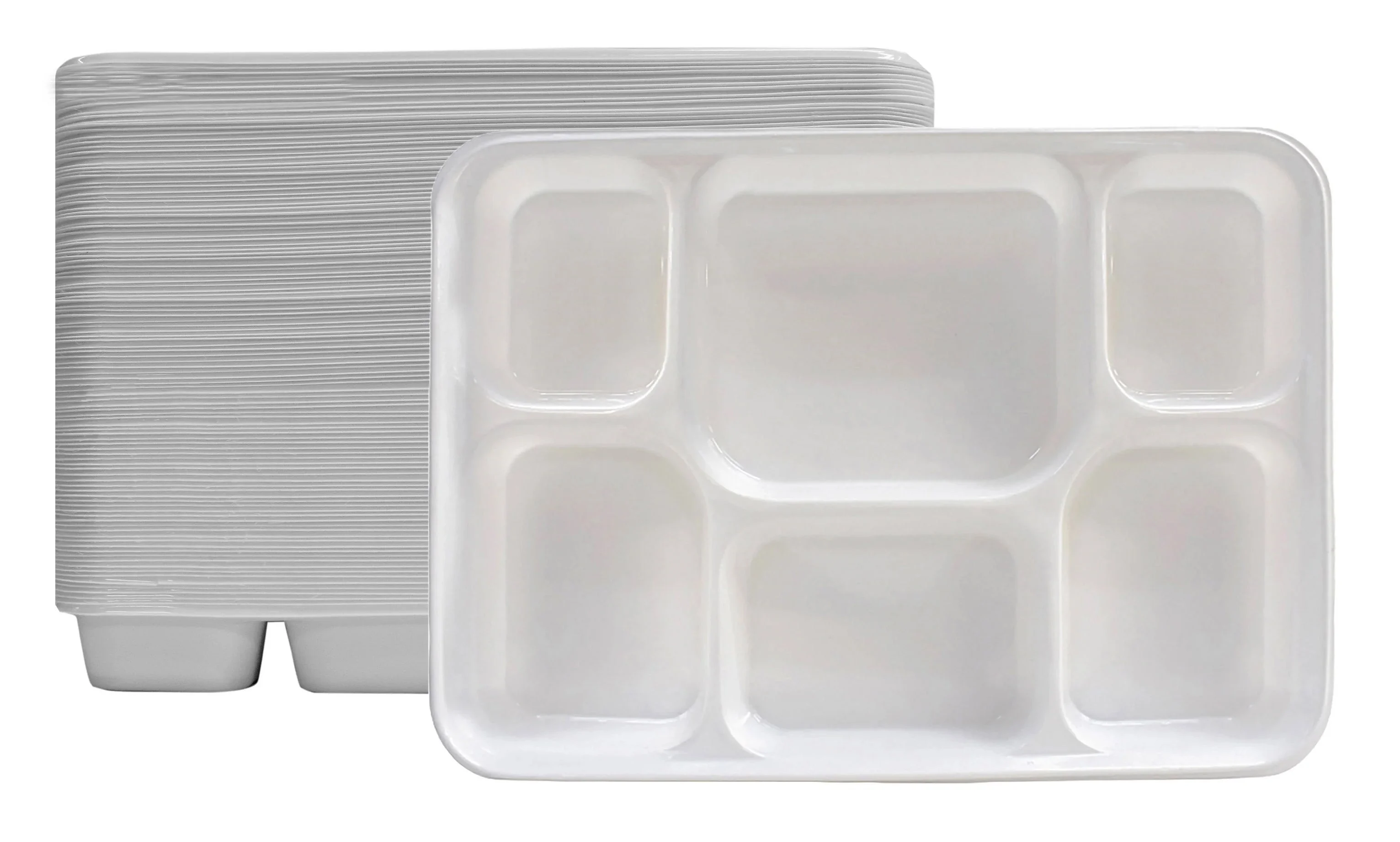 Party Thali Plates Disposable 6 Compartments - 200 Pack (PlasticThali Plates)