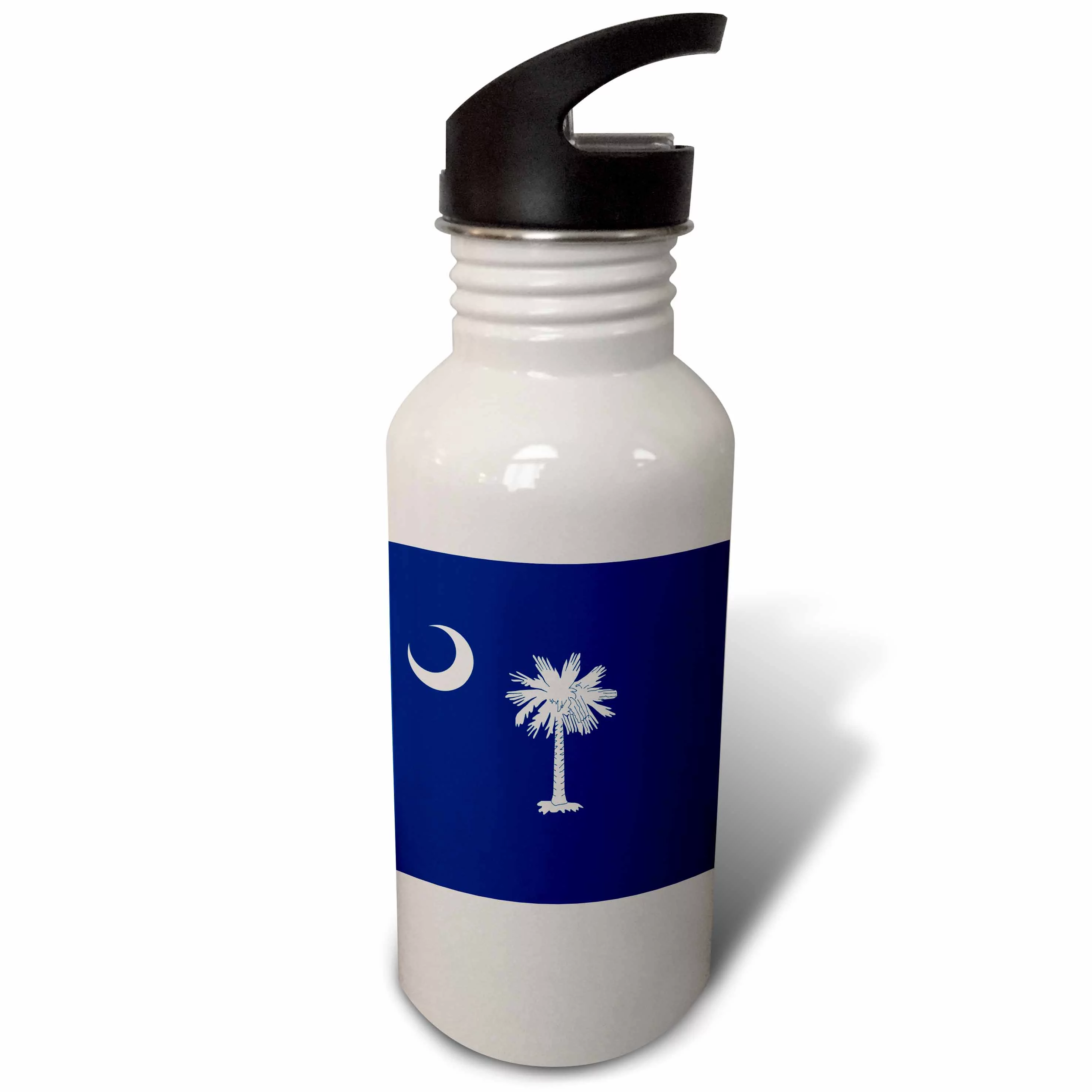 Flag of South Carolina SC - US American United State of America USA White palmetto tree indigo blue 21 oz Sports Water Bottle wb-158433-1
