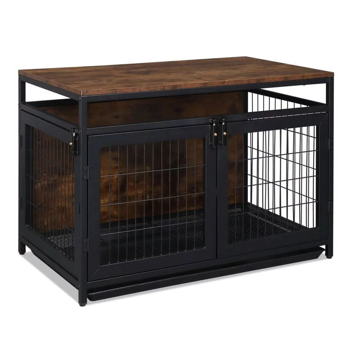 Super Sturdy Furniture Dog Cage - Rustic Brown, End Table Nightstand - Indoor Use