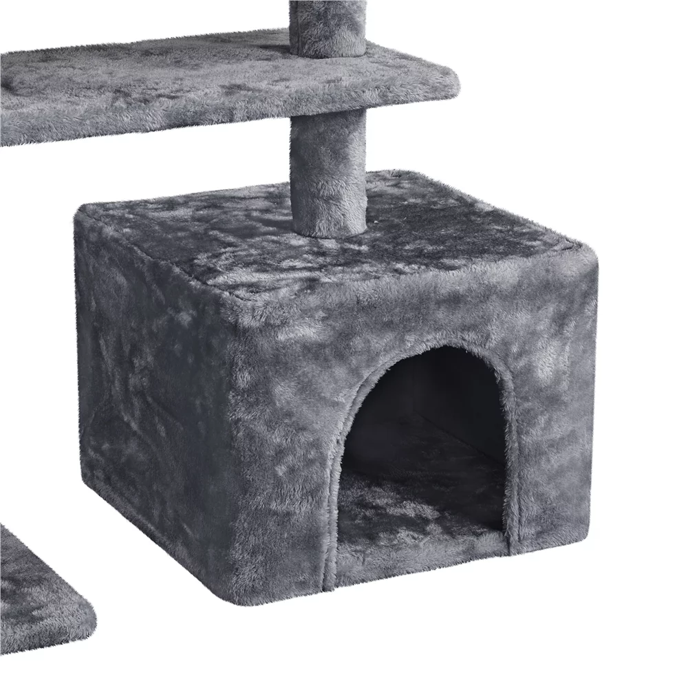 Yaheetech Multilevel Plush Cat Tree Cat Tower with Sisal Scratching Posts Perches Condos, Dark Gray