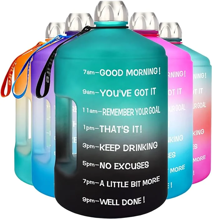 BuildLife 1 Gallon Water Bottle -Motivational Fitness Workout with Time Marker/Drink More Daily/Clear BPA-Free/Large 128OZ /73OZ Capacity
