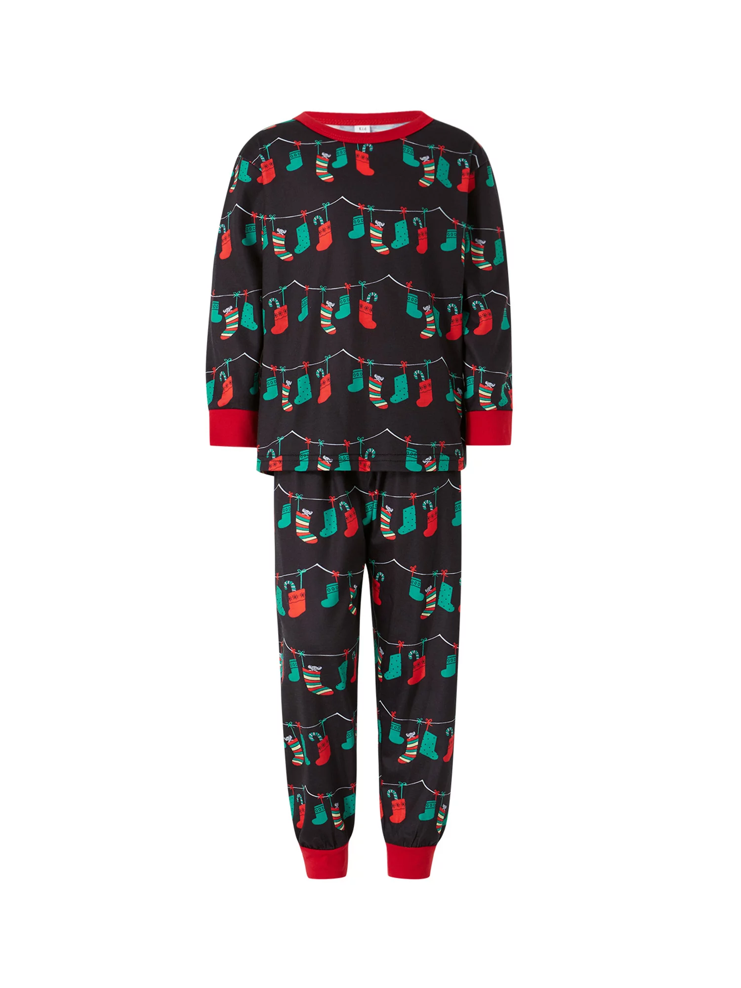 RSRZRCJ Christmas Family Matching Pajamas Outfit, Adult Kids Baby Pet Christmas Stockings Printed Tops with Elastic Waist Pants Xmas Sleepwear Nightwear Set