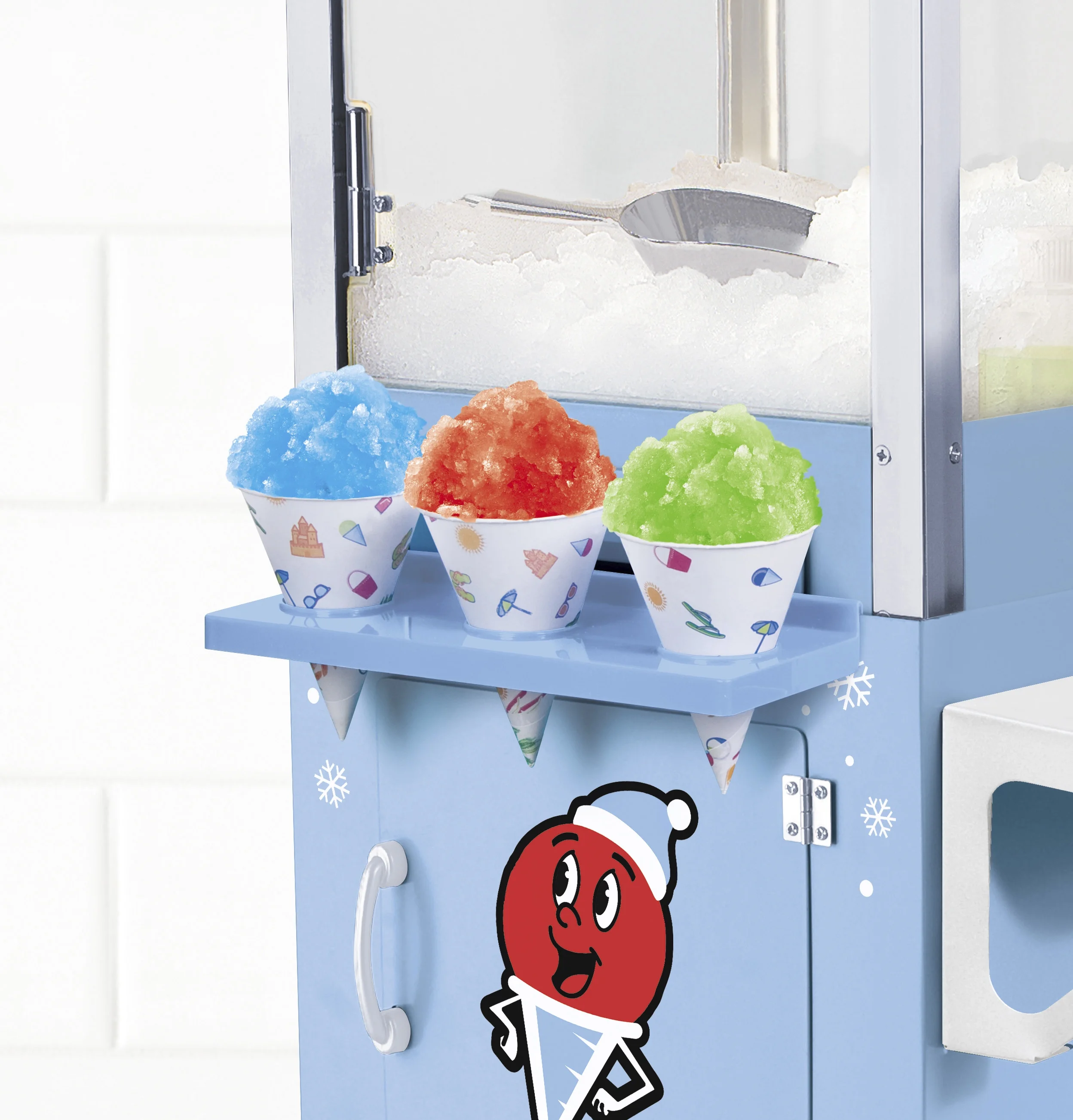 Nostalgia SCC200 54-Inch Tall Snow Cone Cart Makes 72 Icy Treats, Blue
